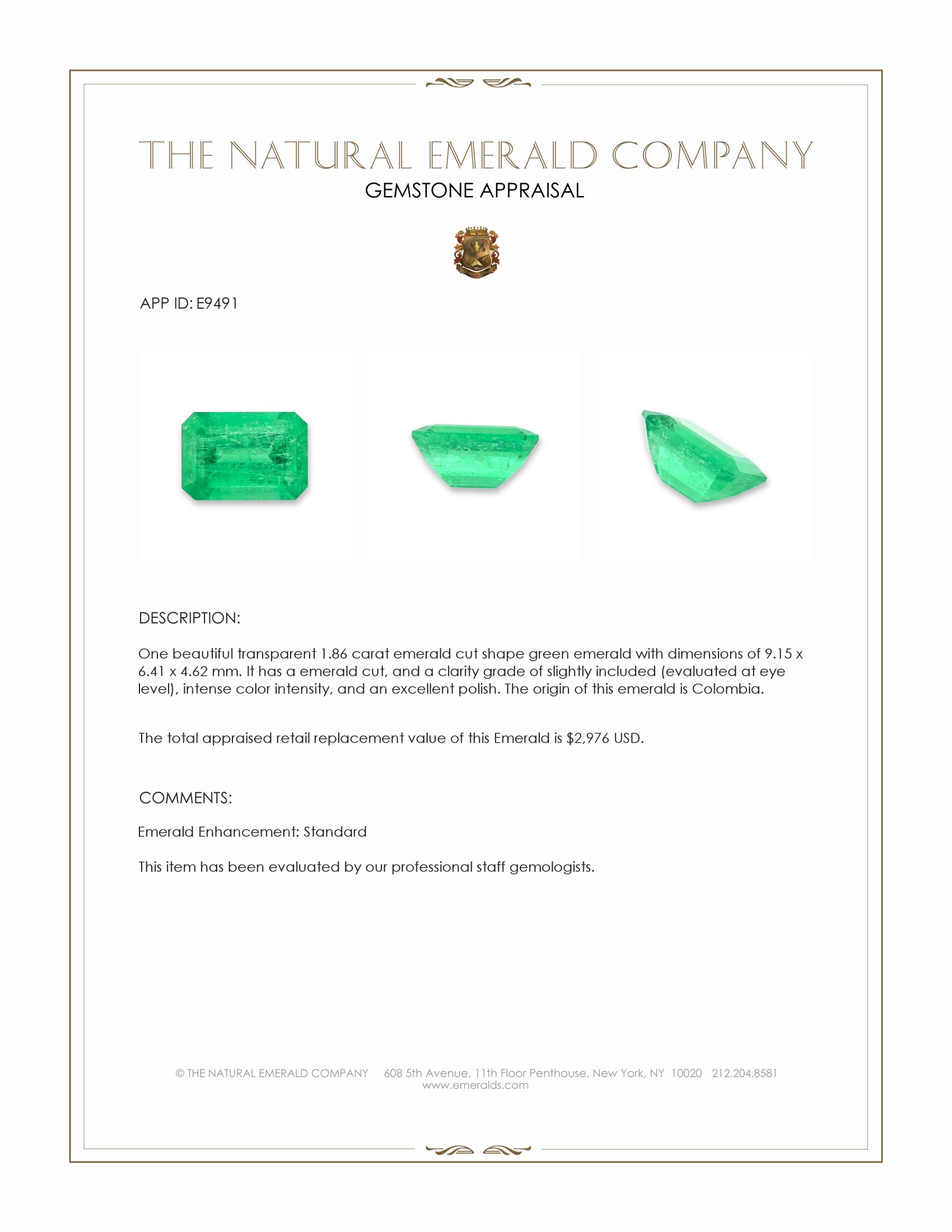 1.86 Ct. Emerald from Colombia