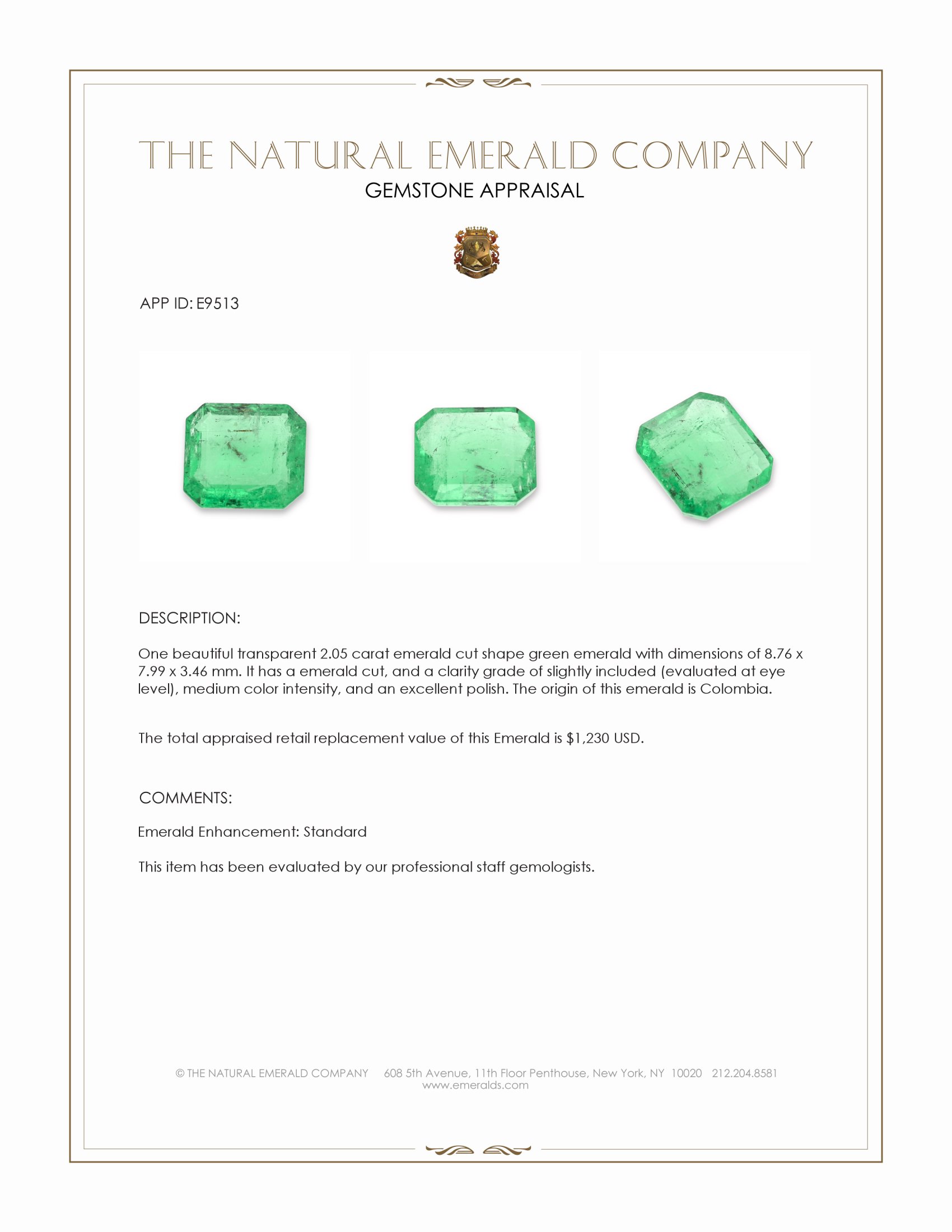 2.05 Ct. Emerald from Colombia