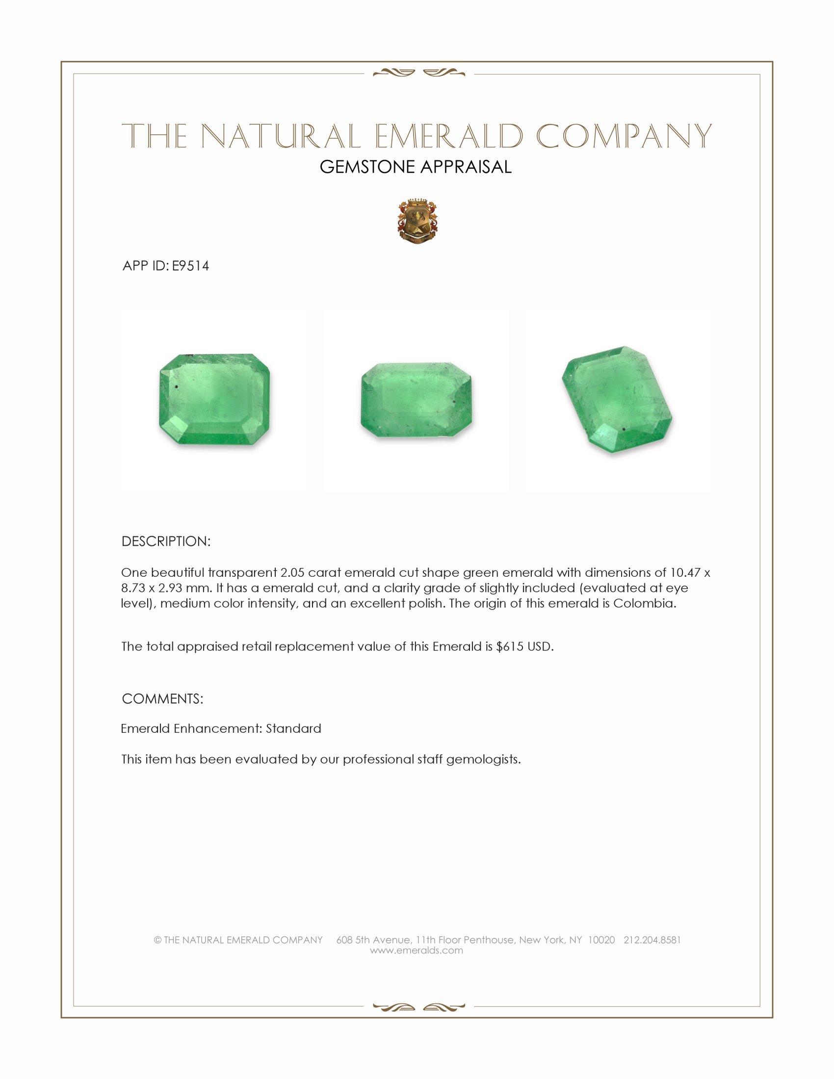 2.05 Ct. Emerald from Colombia