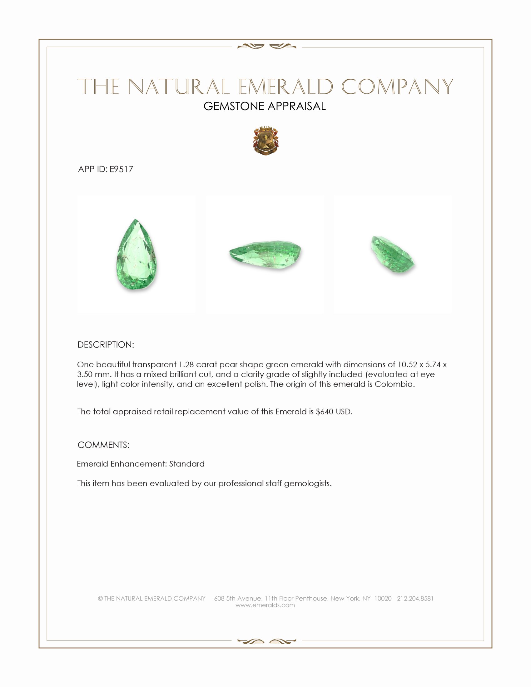 1.28 Ct. Emerald from Colombia