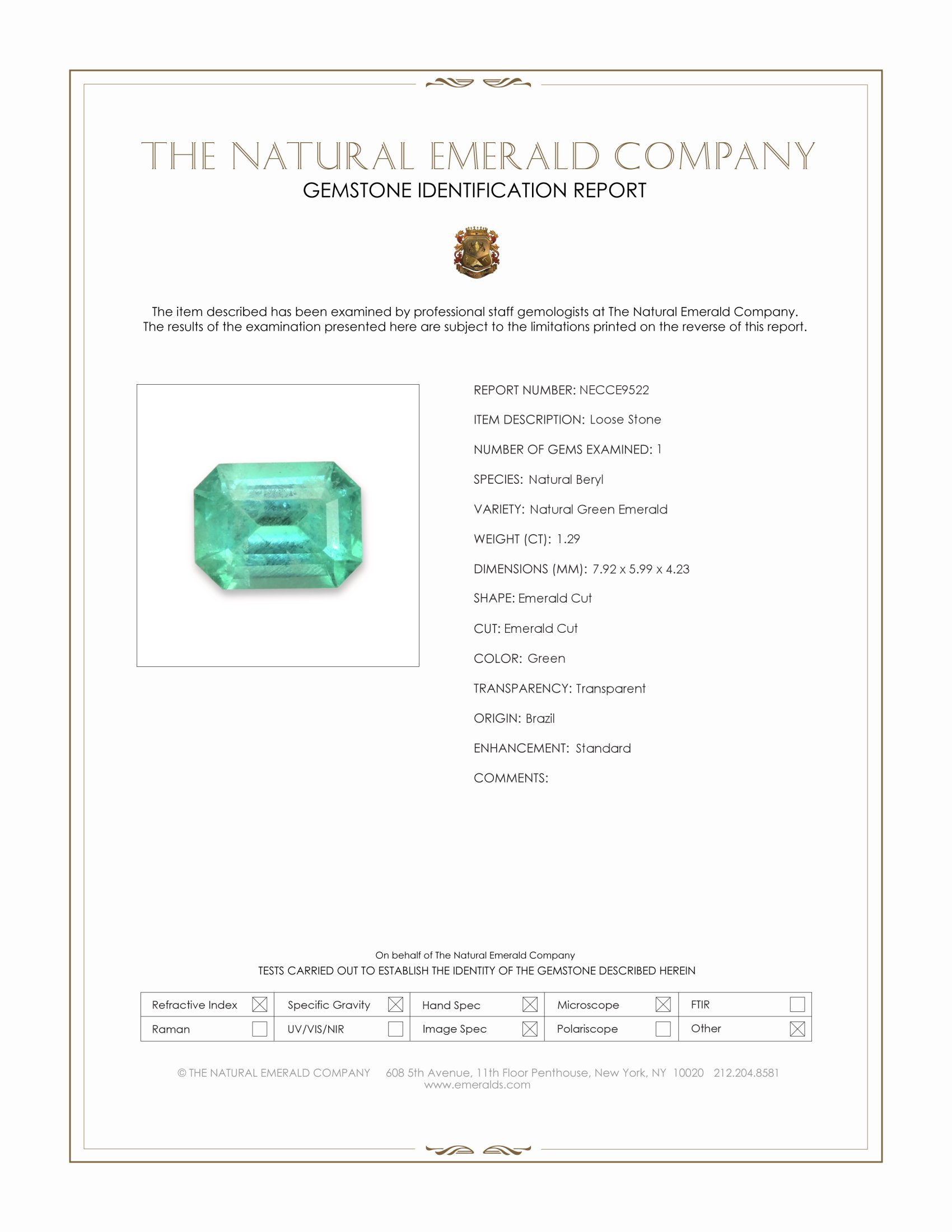 1.29 Ct. Emerald from Brazil