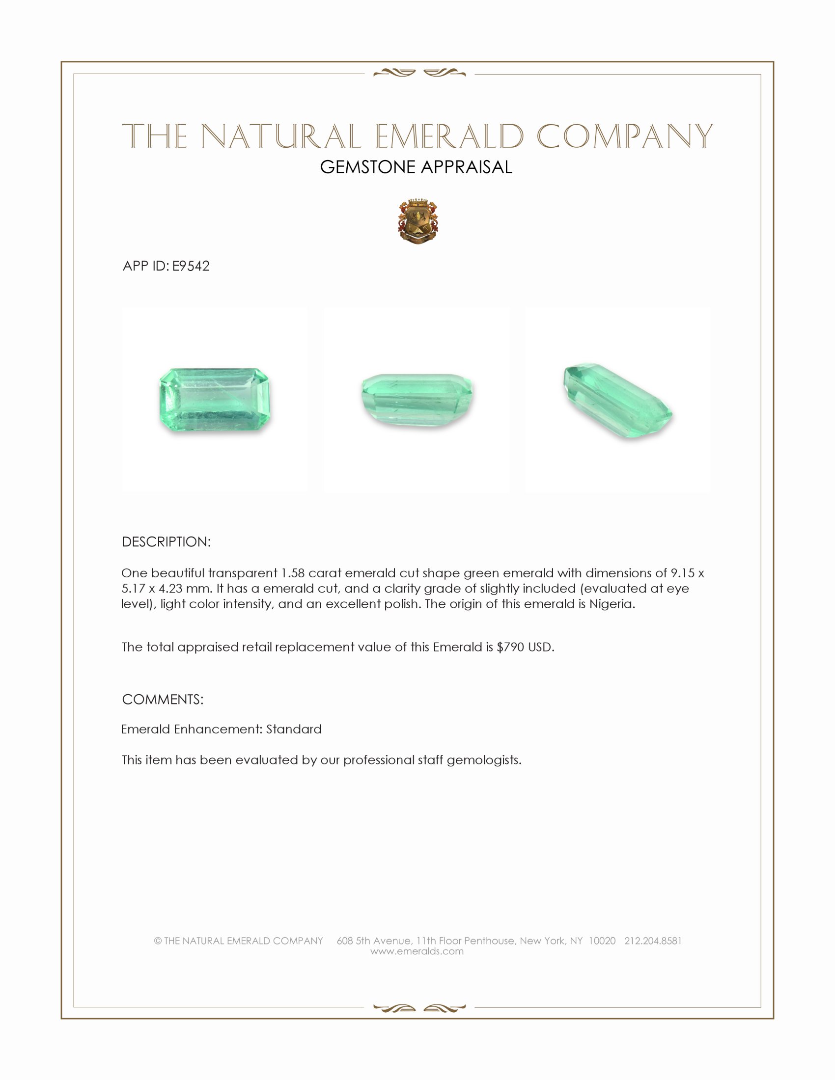 1.58 Ct. Emerald from Nigeria