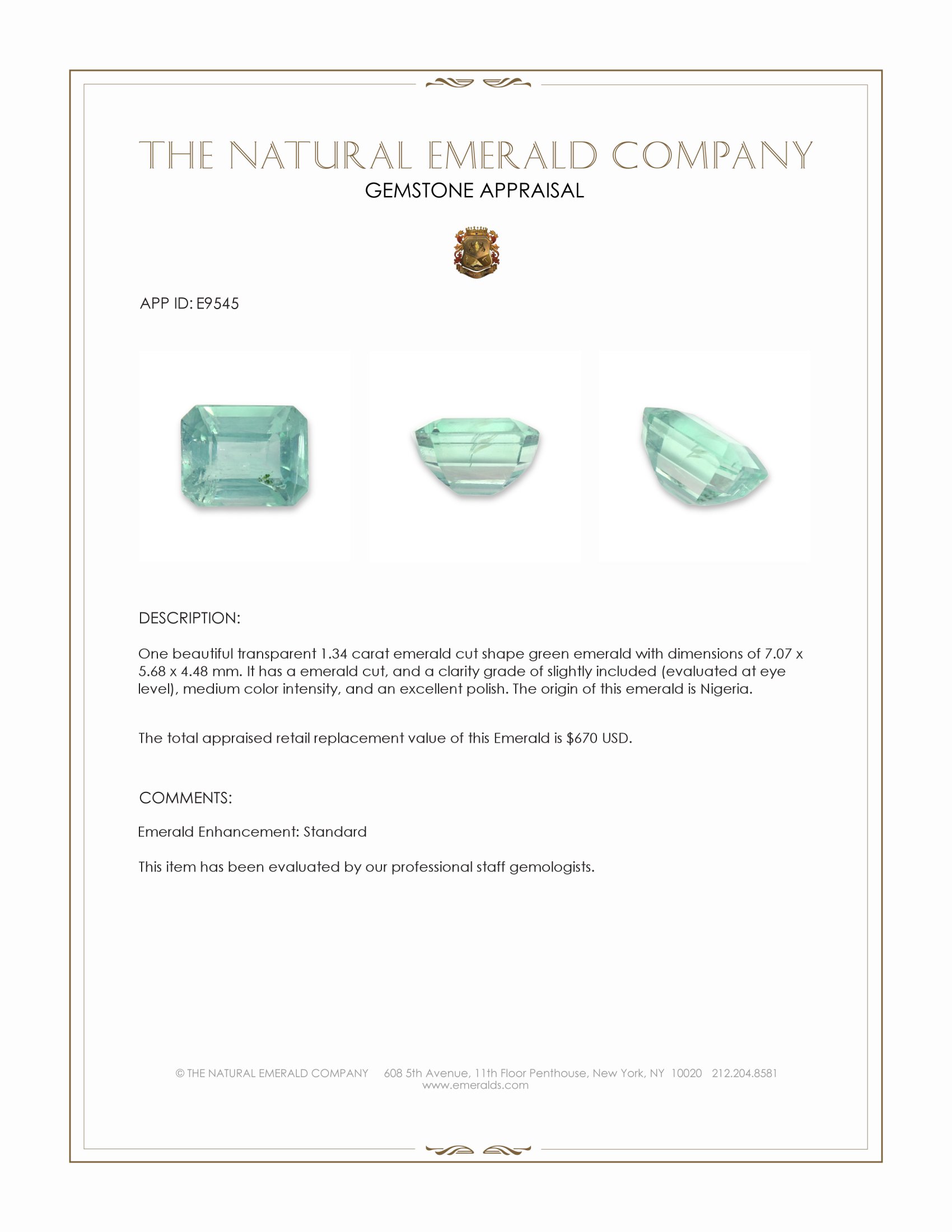 1.34 Ct. Emerald from Nigeria