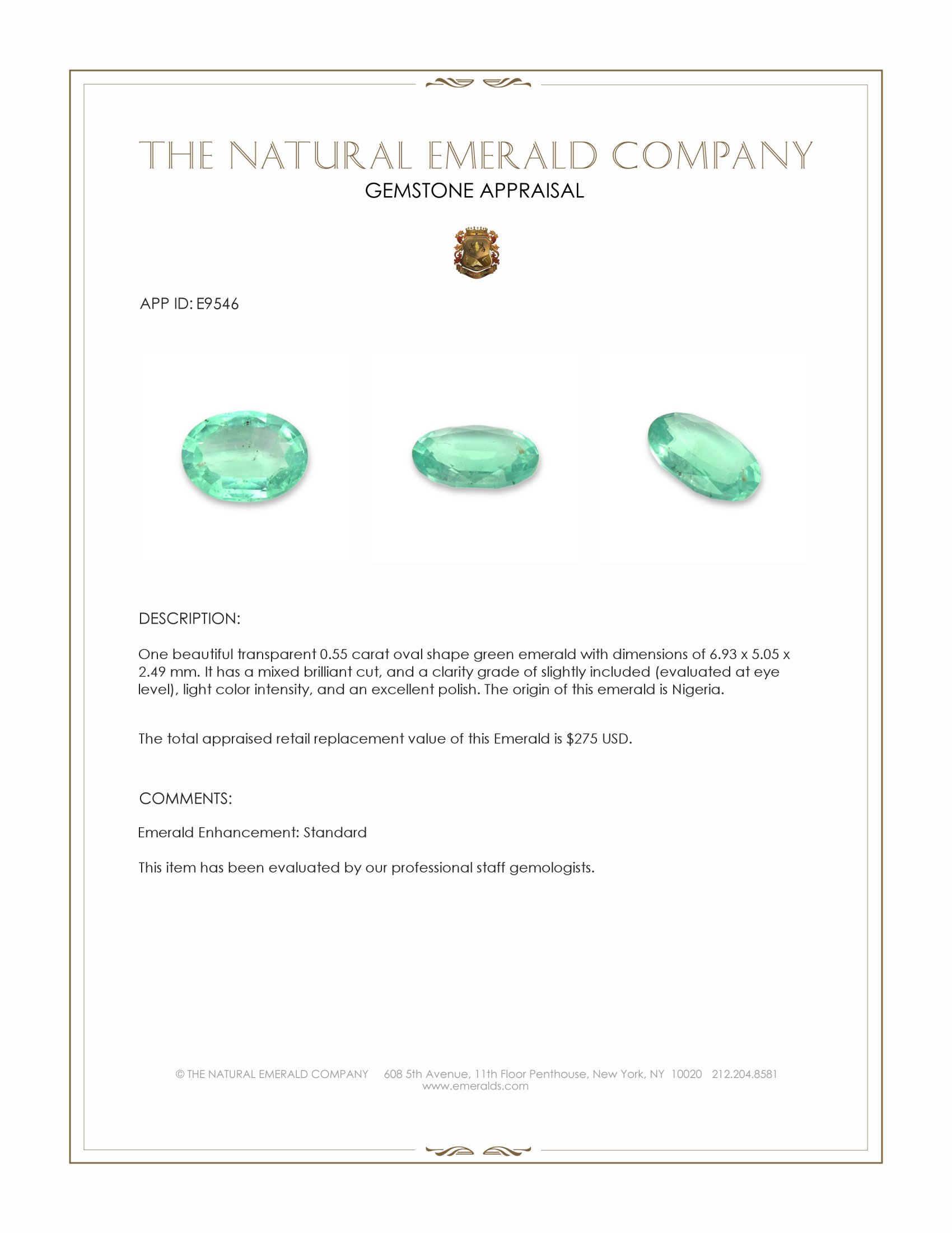 0.55 Ct. Emerald from Nigeria