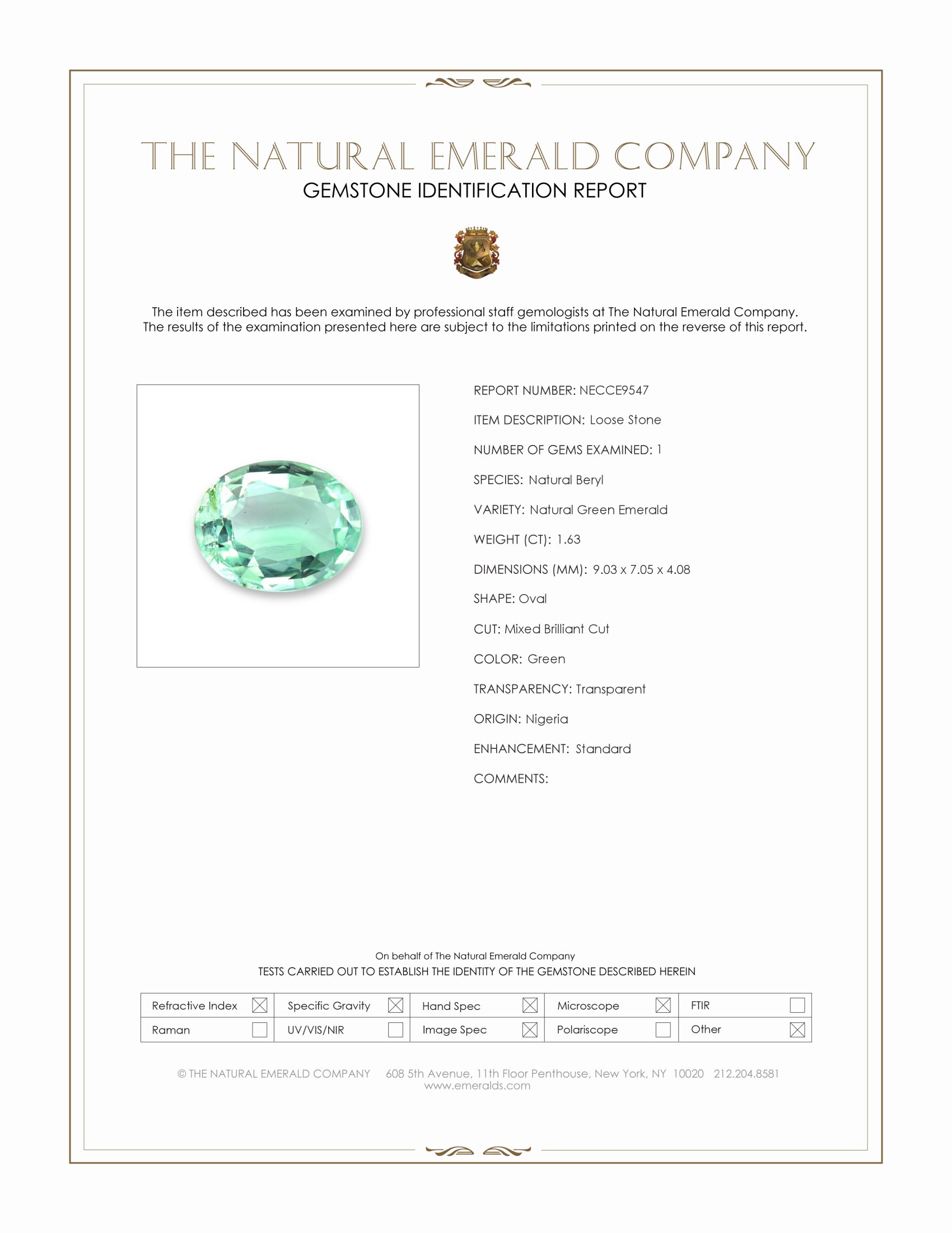 1.63 Ct. Emerald from Nigeria