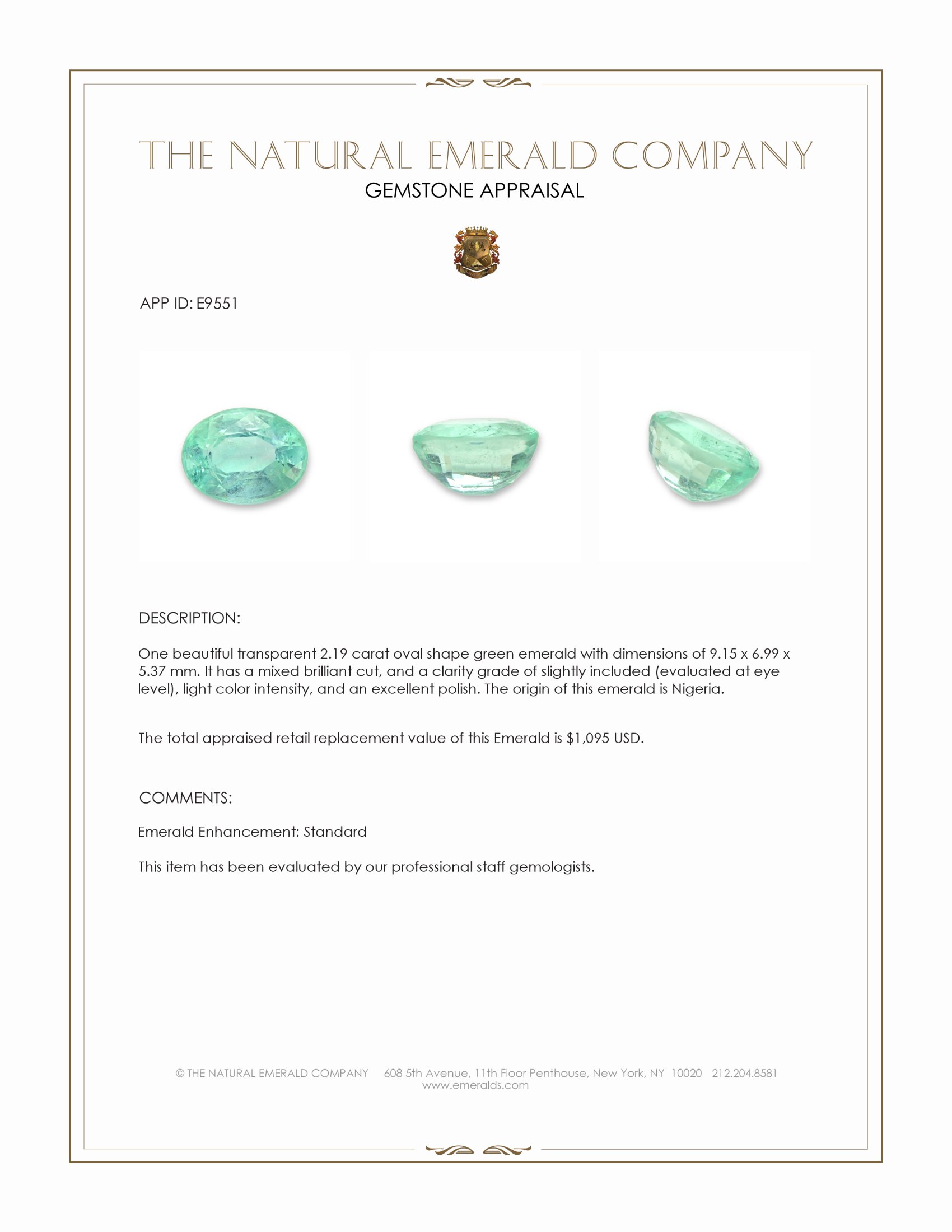 2.19 Ct. Emerald from Nigeria