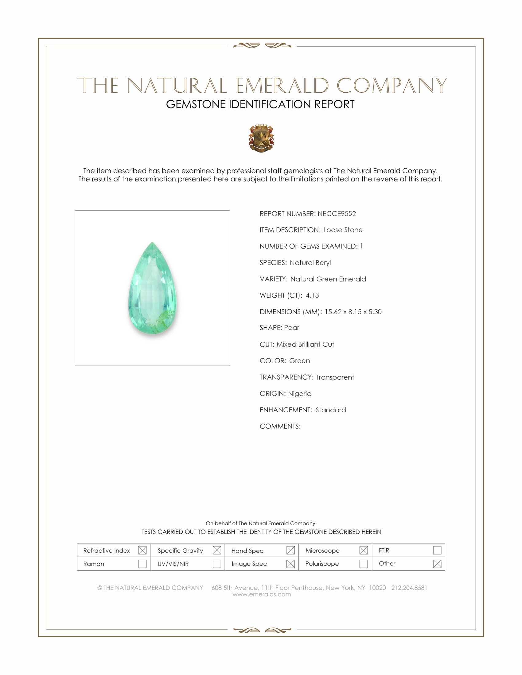 4.13 Ct. Emerald from Nigeria
