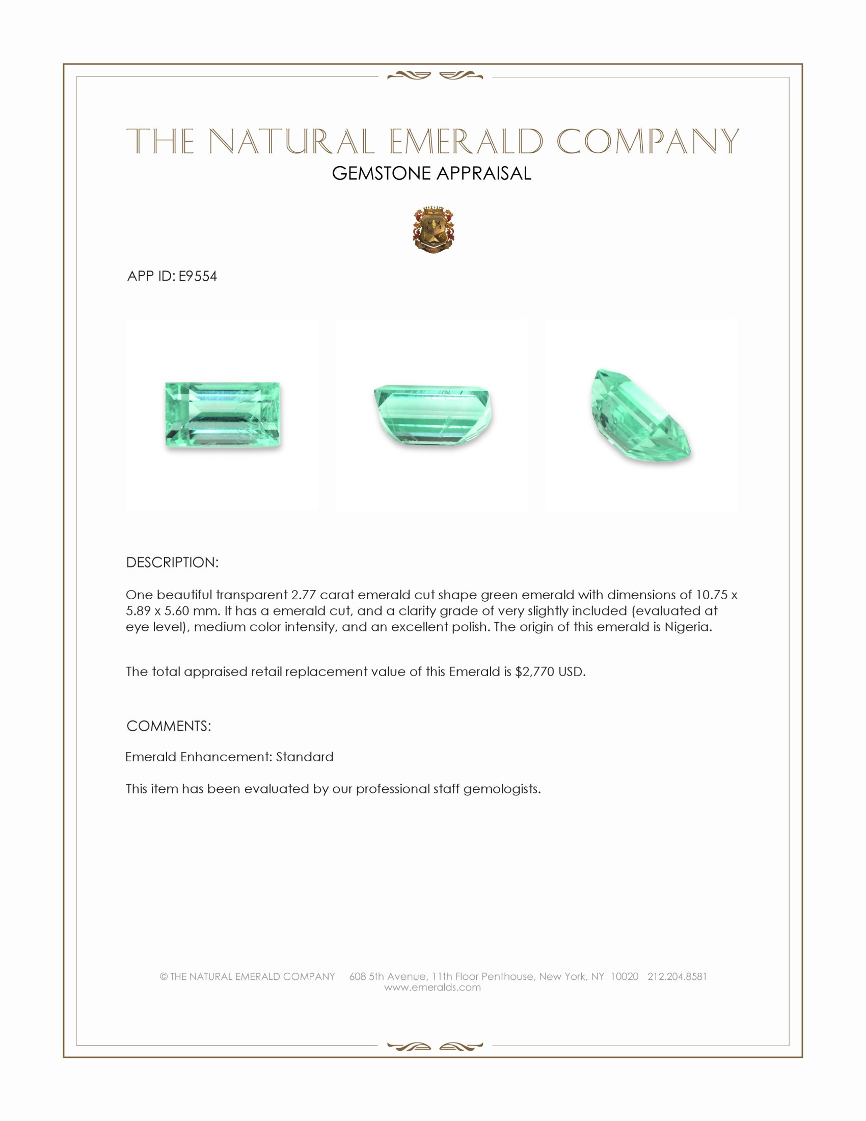 2.77 Ct. Emerald from Nigeria
