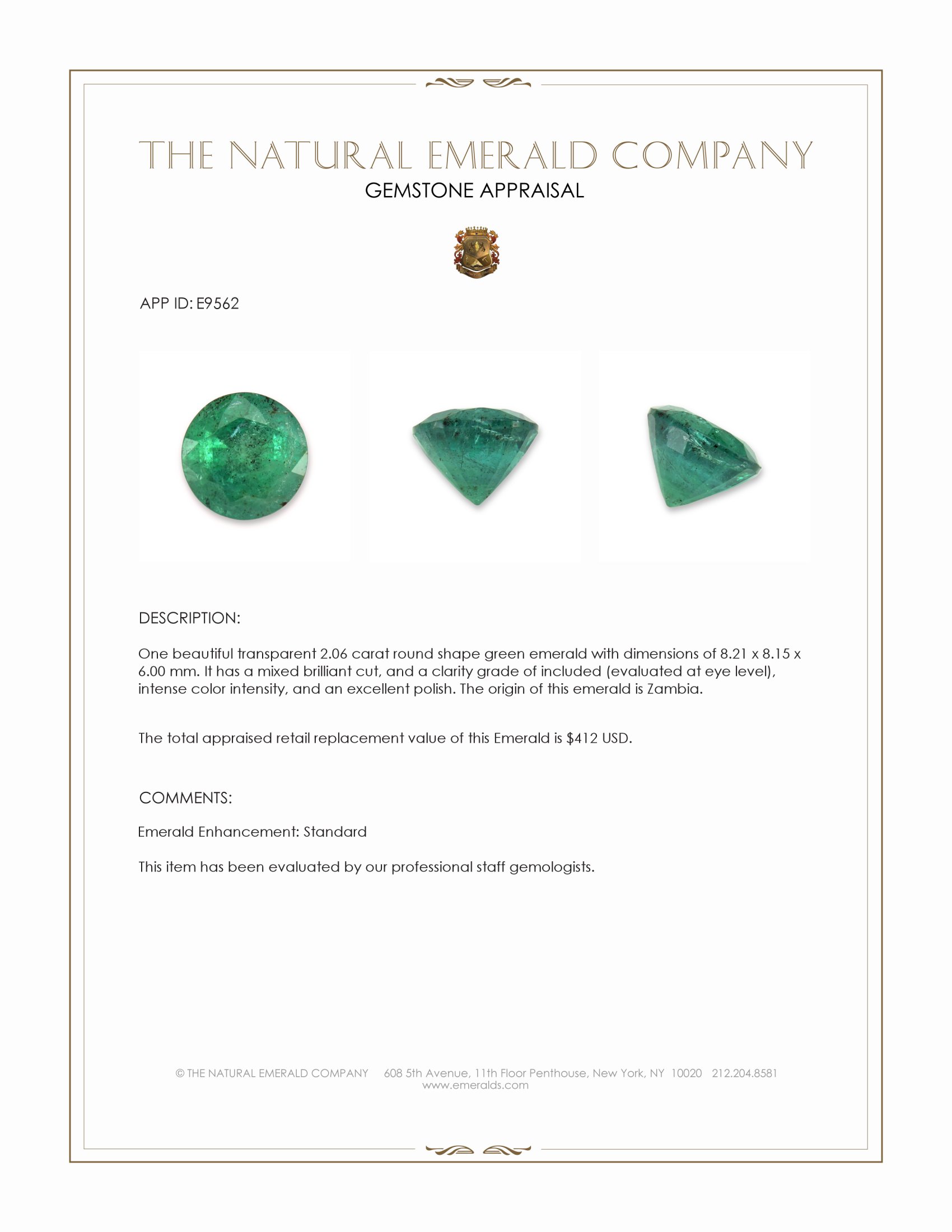 2.06 Ct. Emerald from Zambia