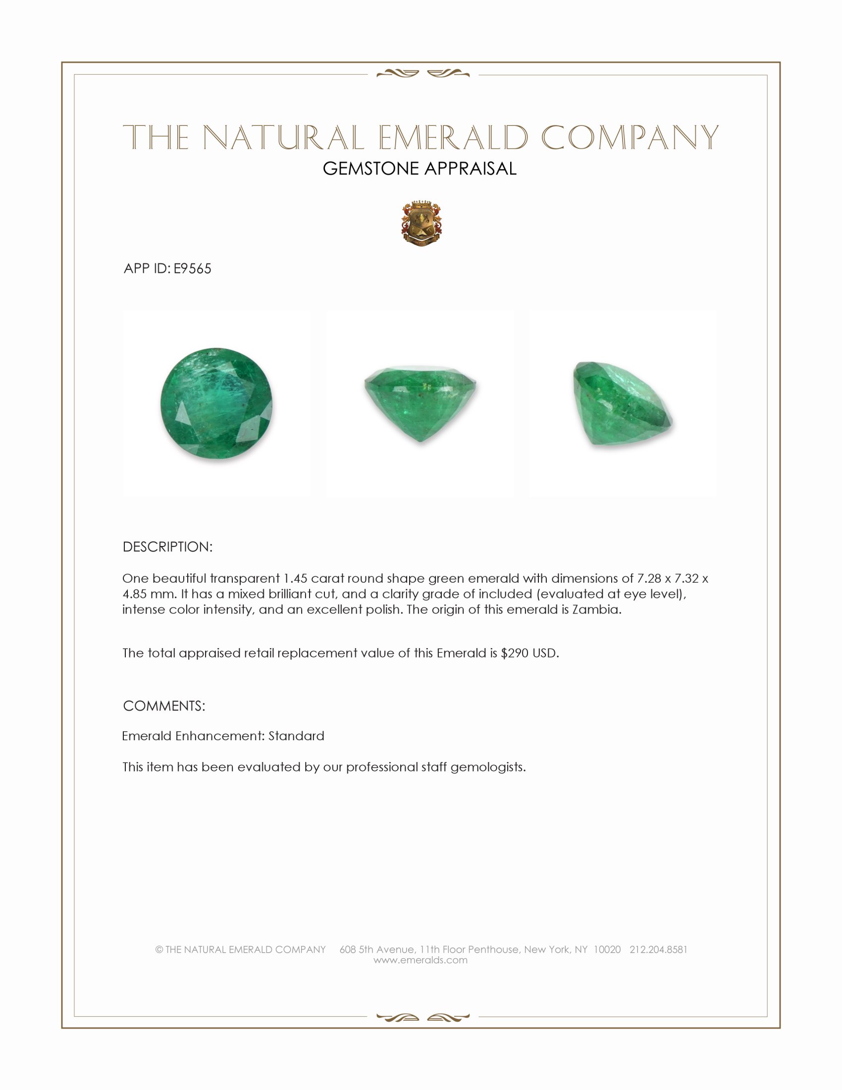 1.45 Ct. Emerald from Zambia