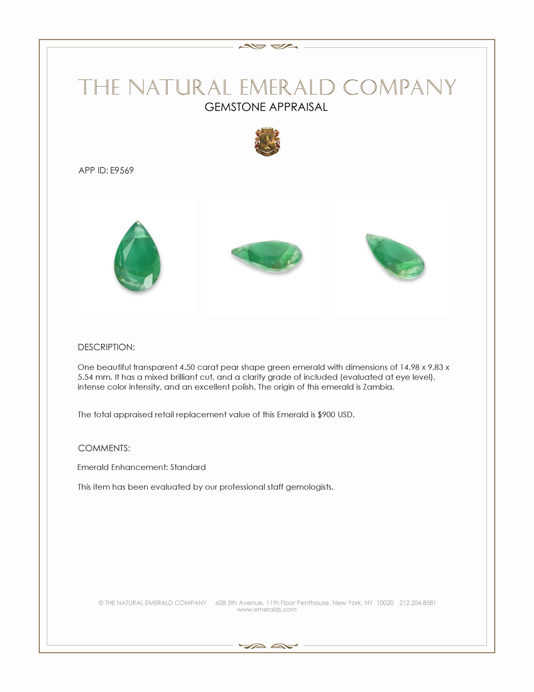4.50 Ct. Emerald from Zambia