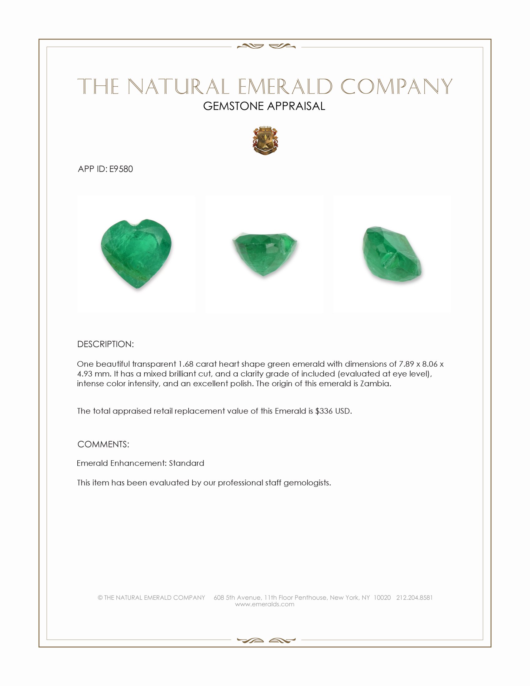 1.68 Ct. Emerald from Zambia