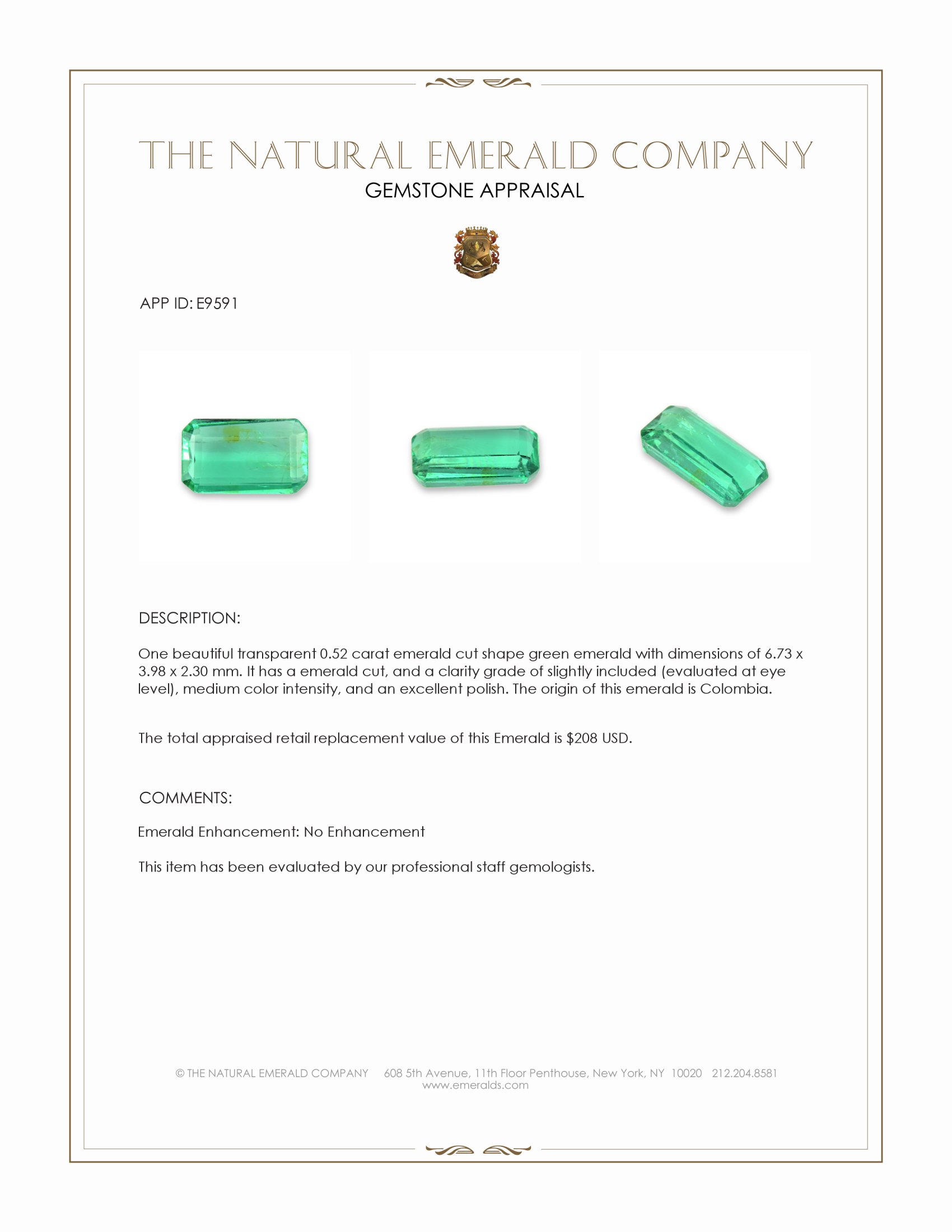 0.52 Ct. Emerald from Colombia