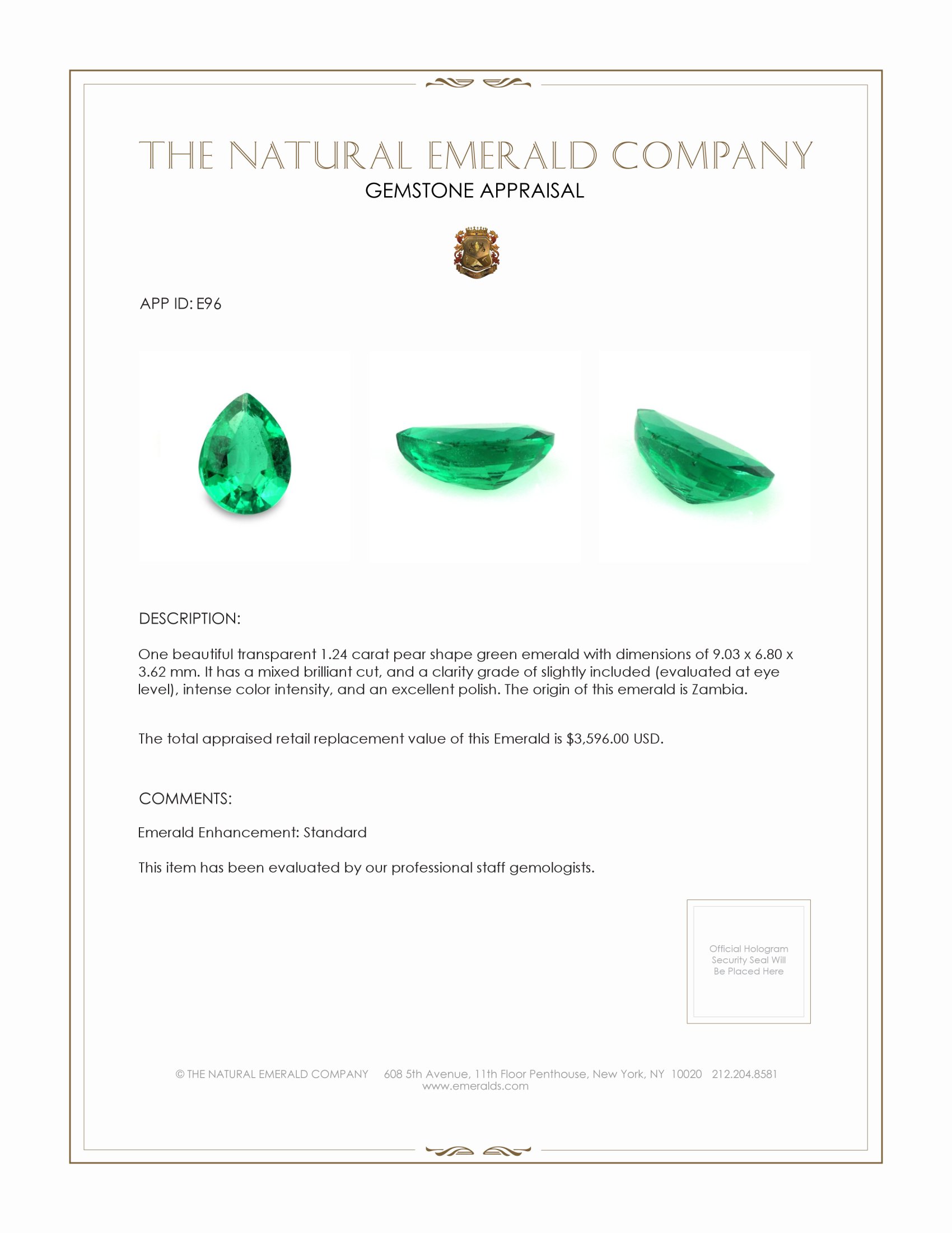 1.24 Ct. Emerald from Zambia