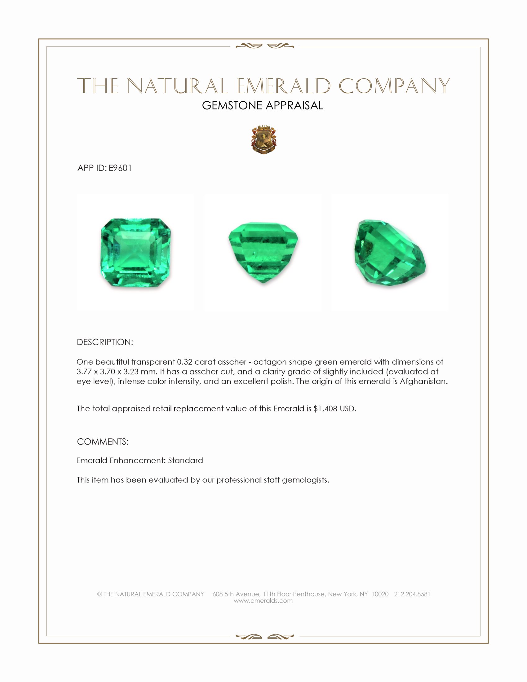 0.32 Ct. Emerald from Afghanistan