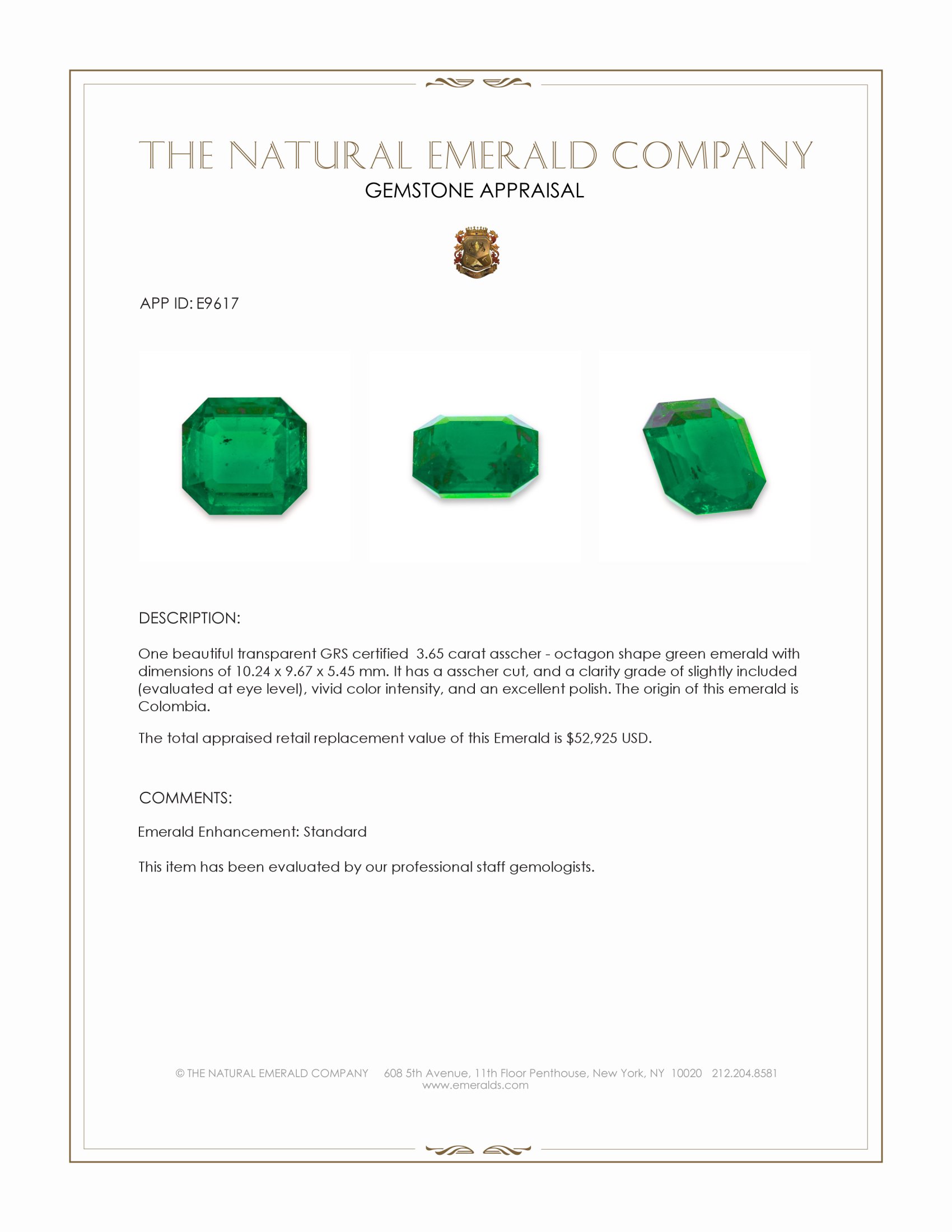 3.65 Ct. Emerald from Colombia