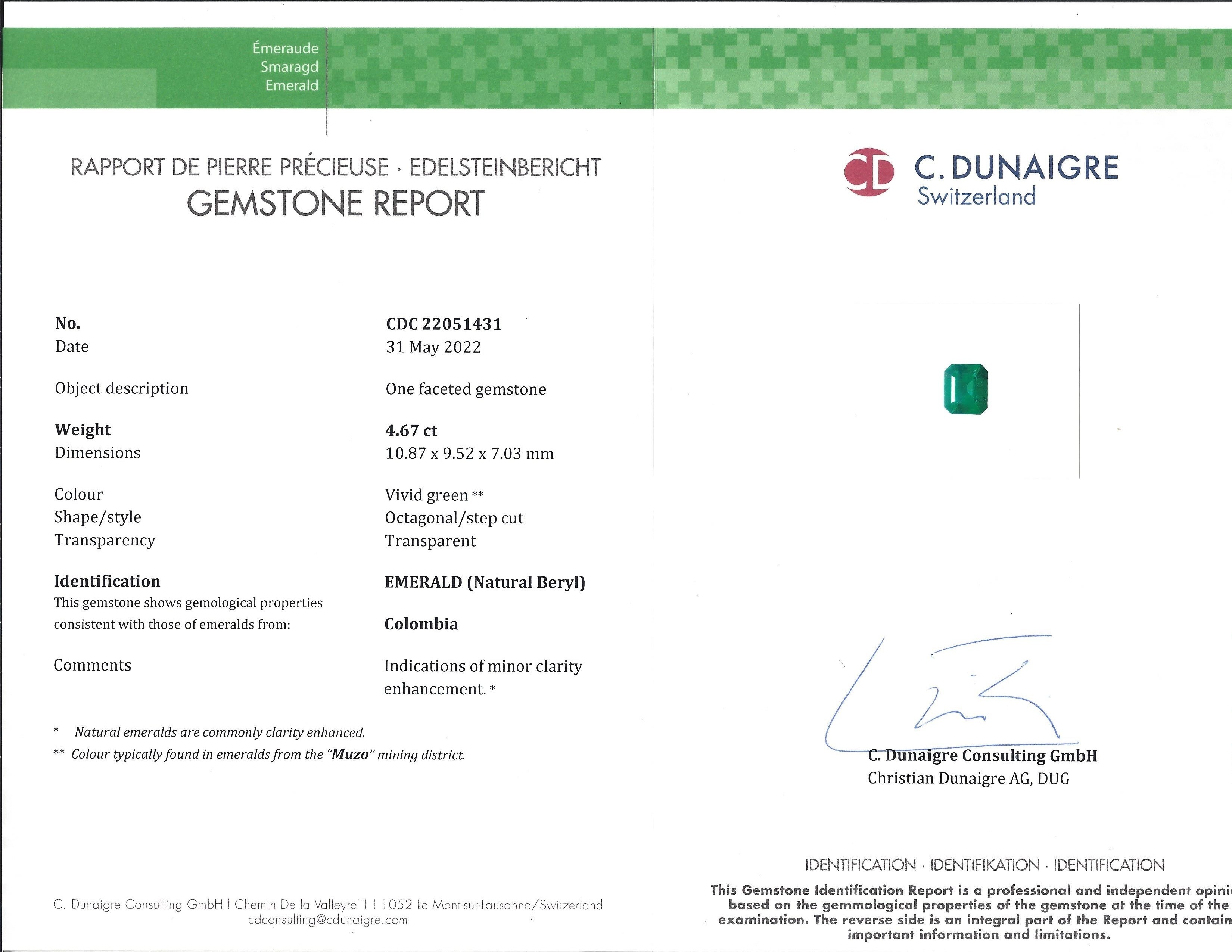 4.67 Ct. Emerald from Colombia - Muzo