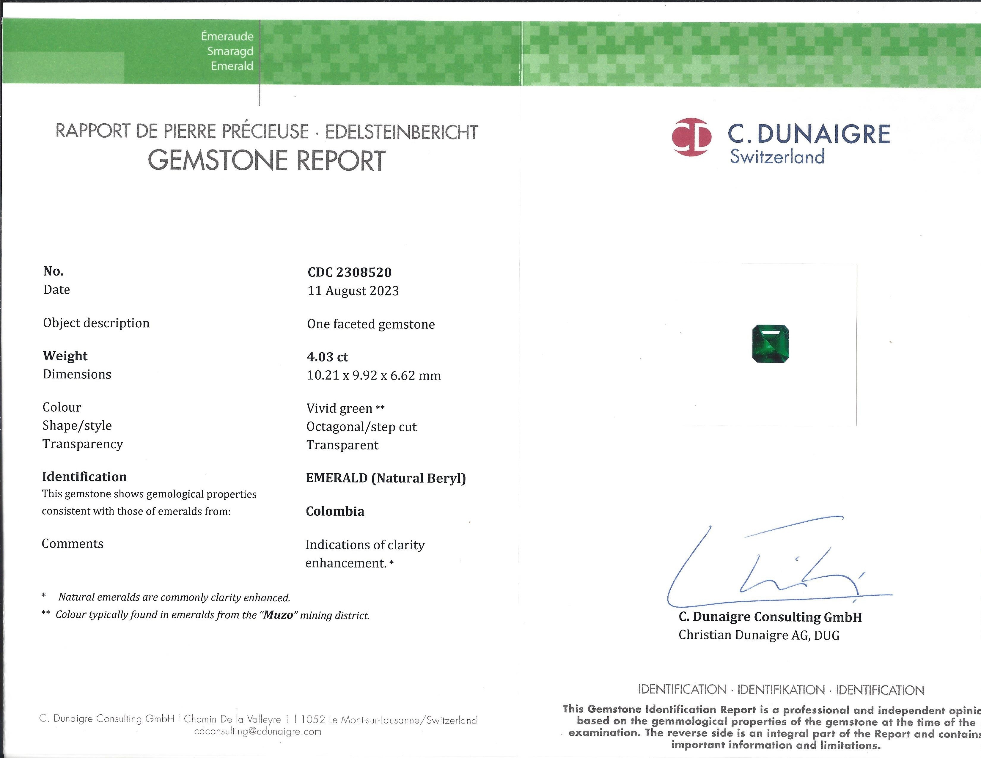 4.03 Ct. Emerald from Colombia - Muzo