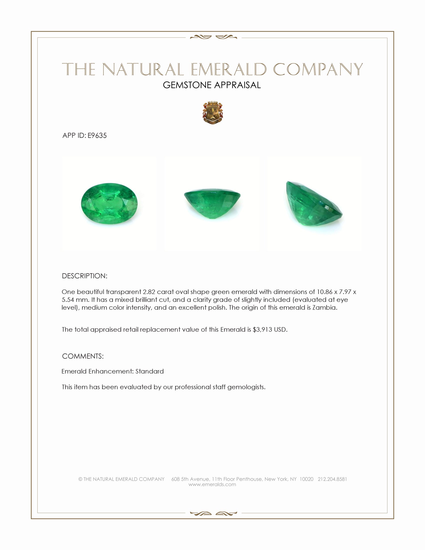 2.82 Ct. Emerald from Zambia