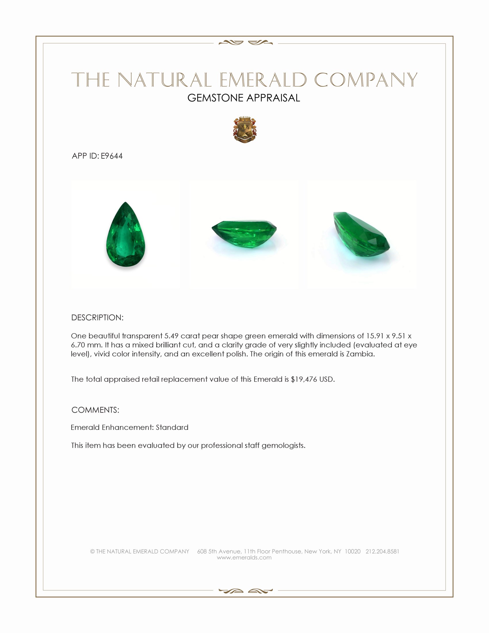 5.49 Ct. Emerald from Zambia