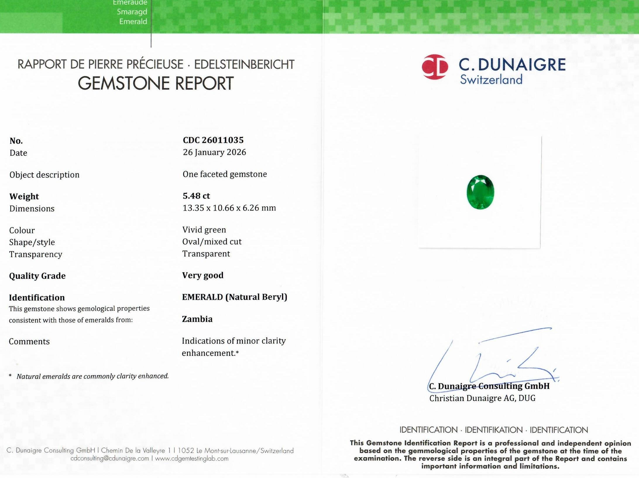 5.48 Ct. Emerald from Zambia
