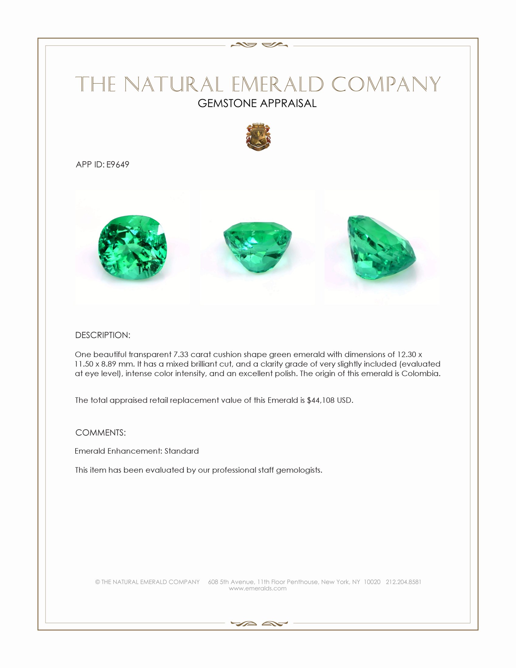 7.33 Ct. Emerald from Colombia