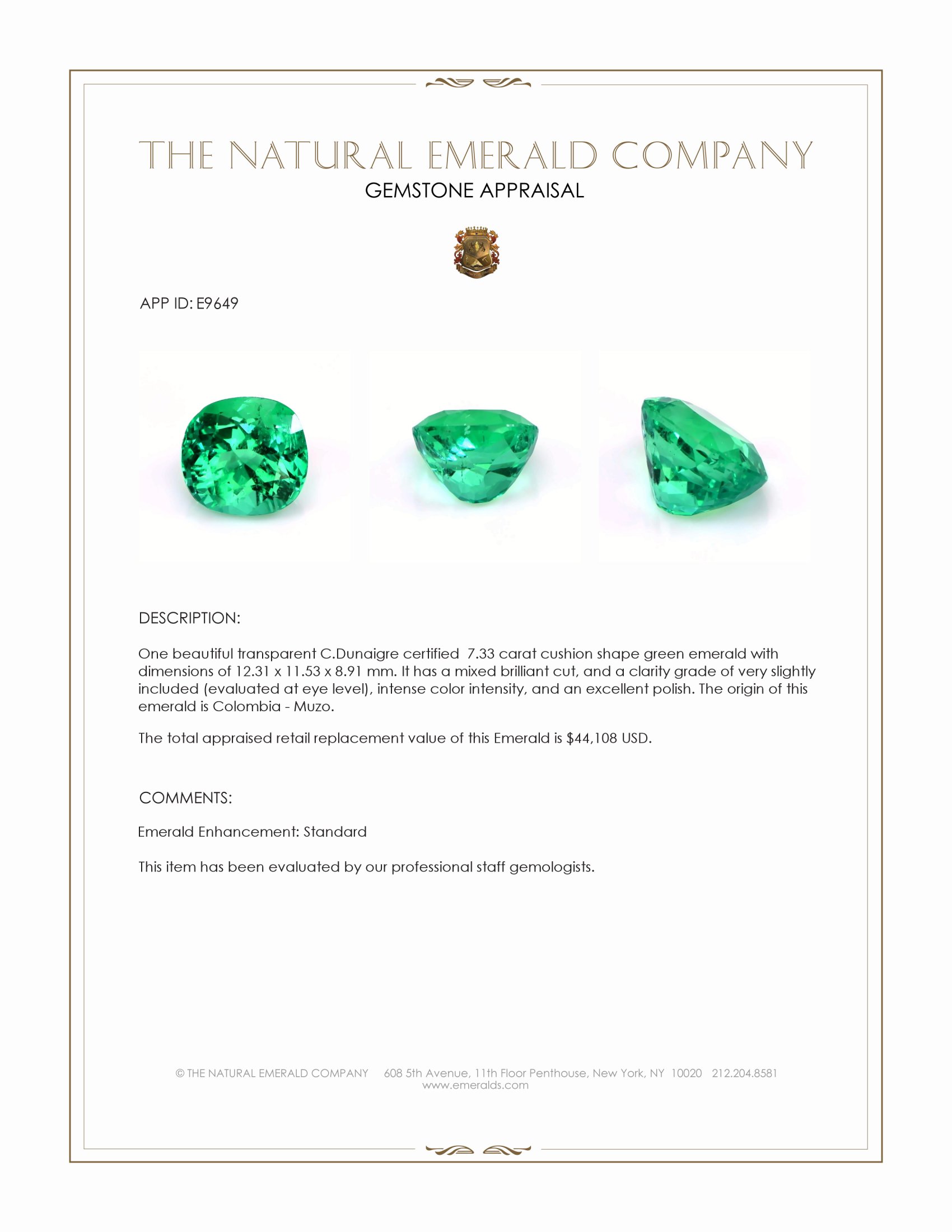 7.33 Ct. Emerald from Colombia - Muzo