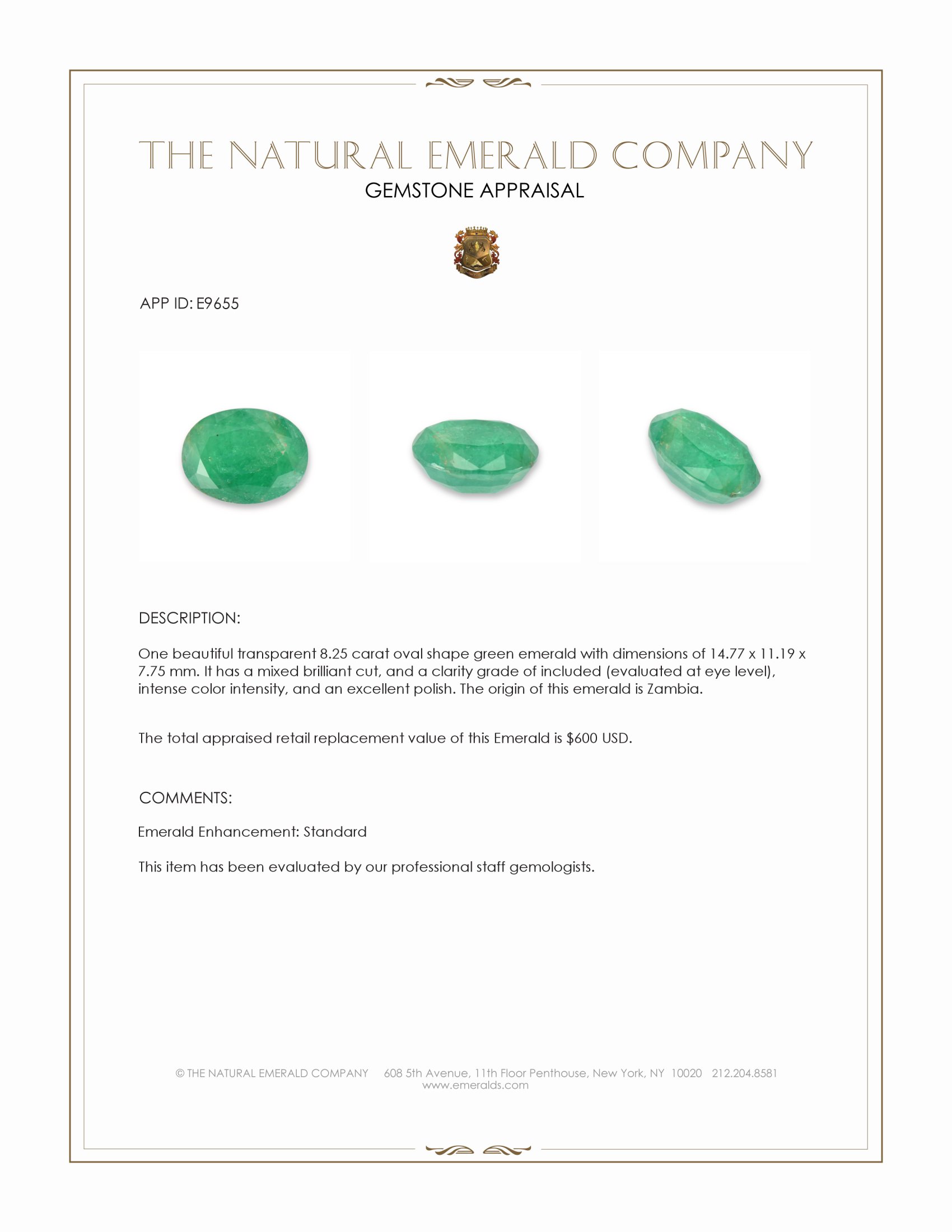 8.25 Ct. Emerald from Zambia