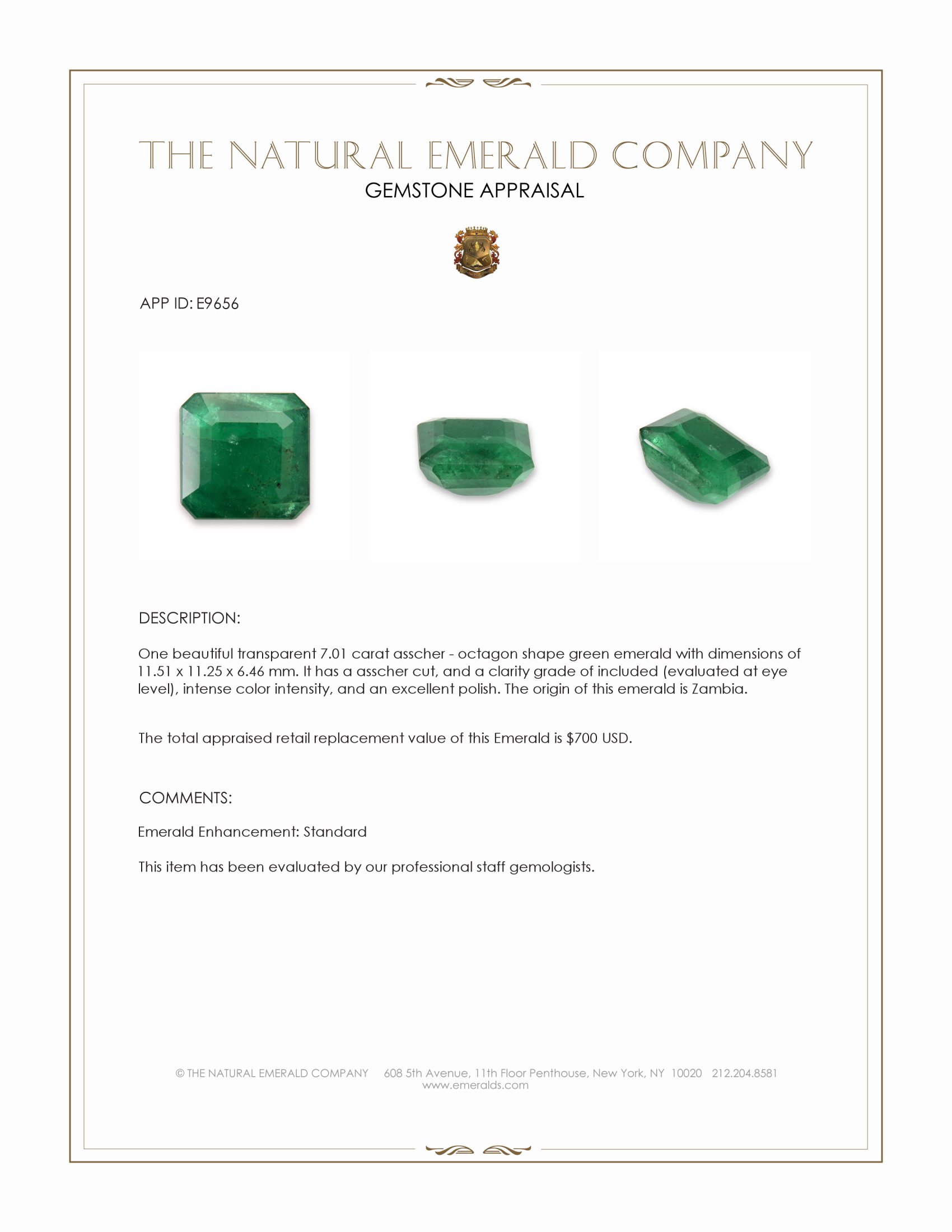 7.01 Ct. Emerald from Zambia