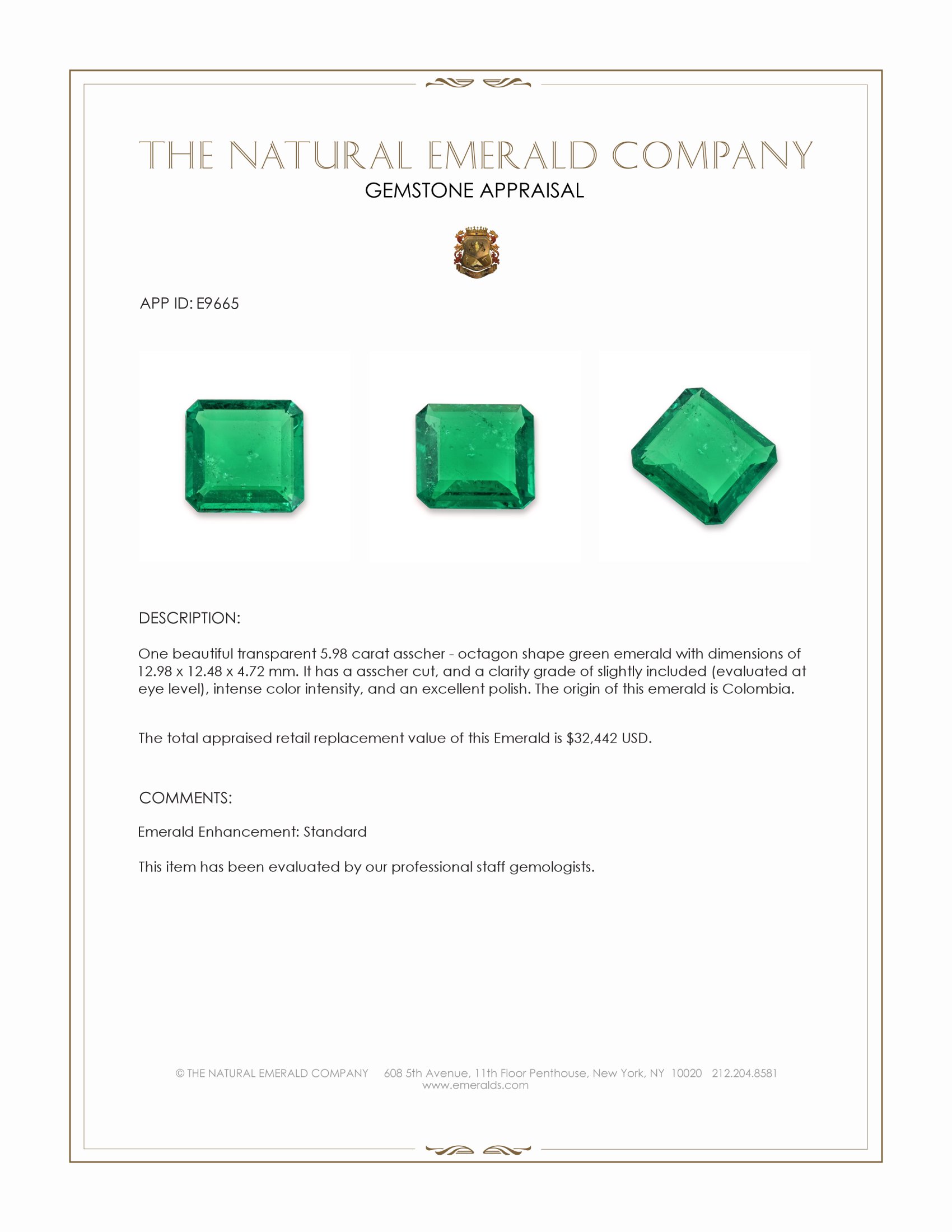 5.98 Ct. Emerald from Colombia