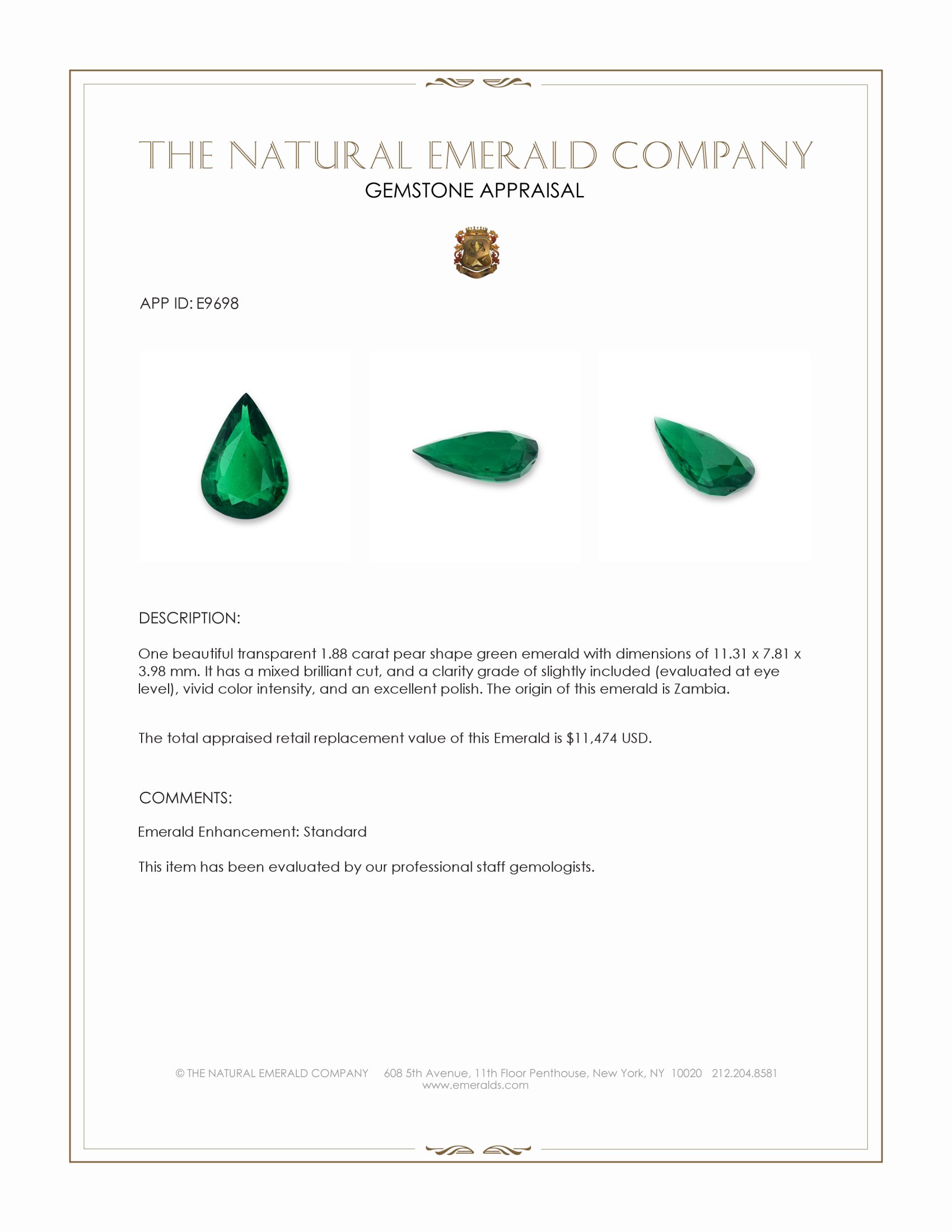 1.88 Ct. Emerald from Zambia