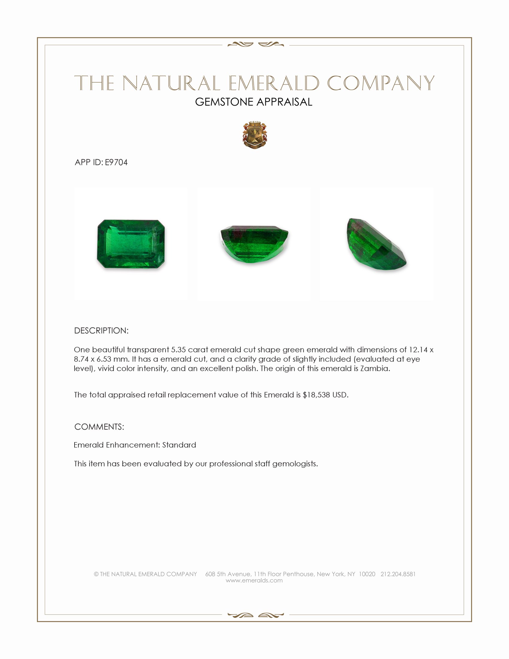 5.35 Ct. Emerald from Zambia