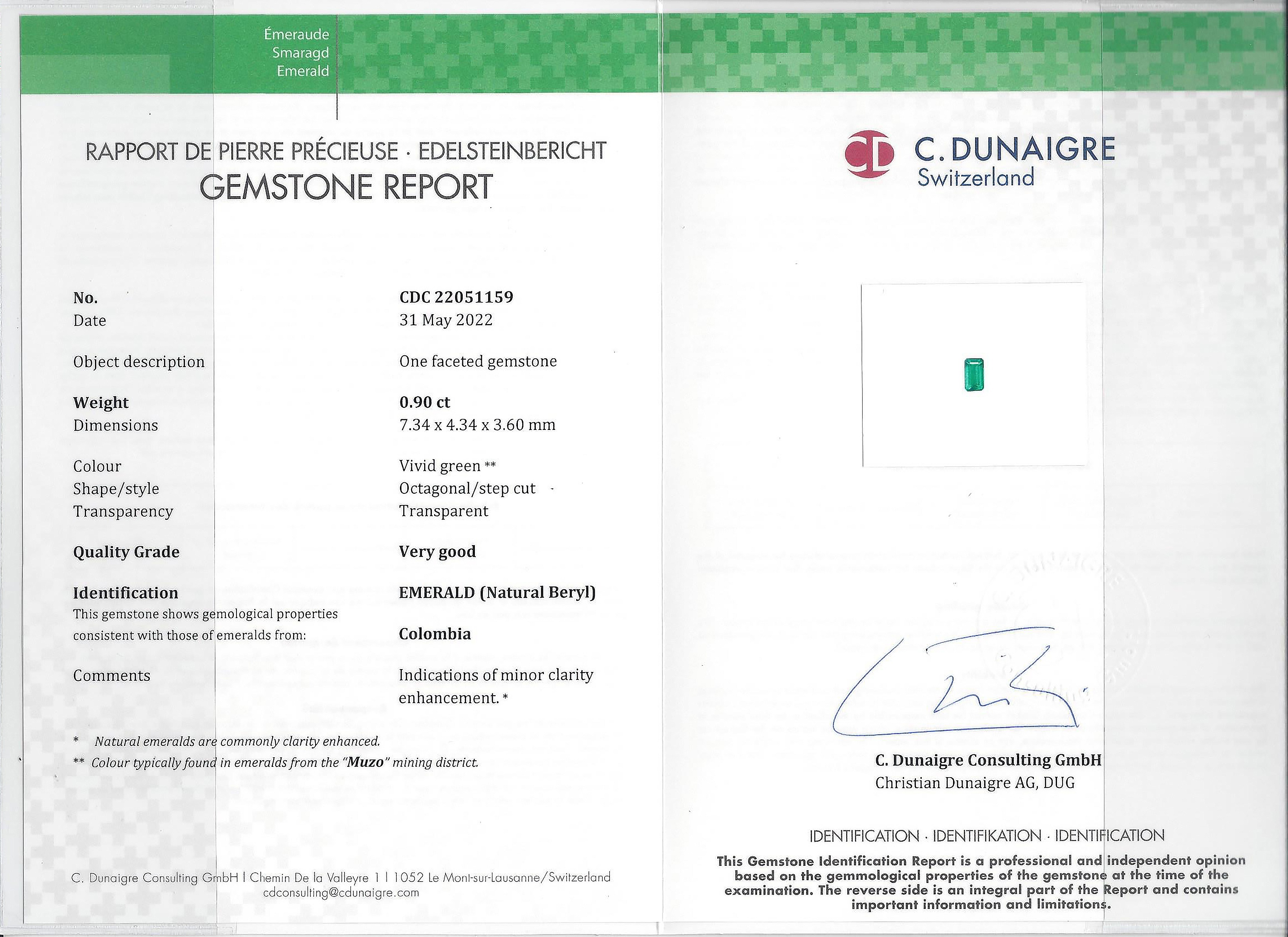 0.90 Ct. Emerald from Colombia - Muzo