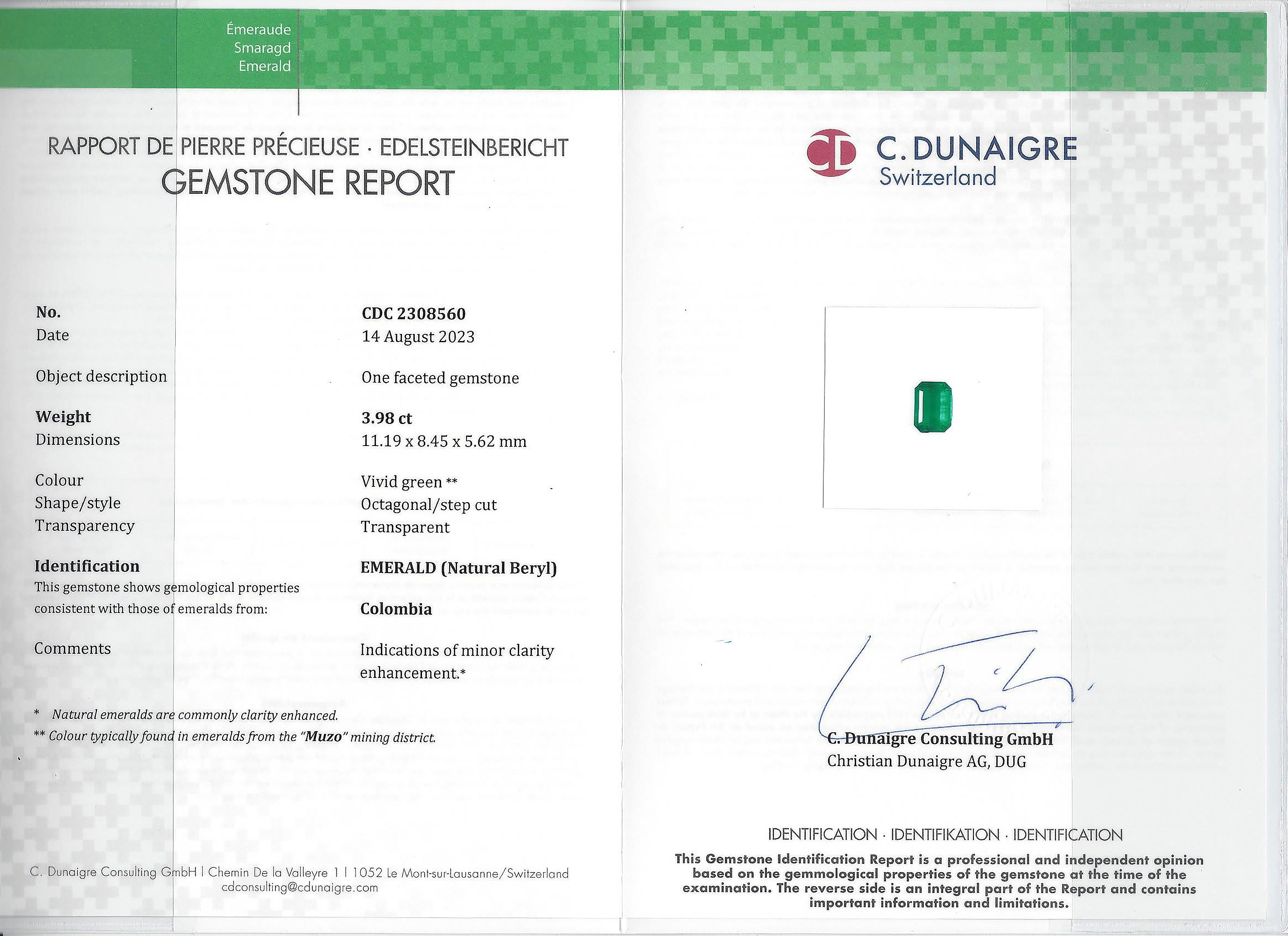 3.98 Ct. Emerald from Colombia - Muzo