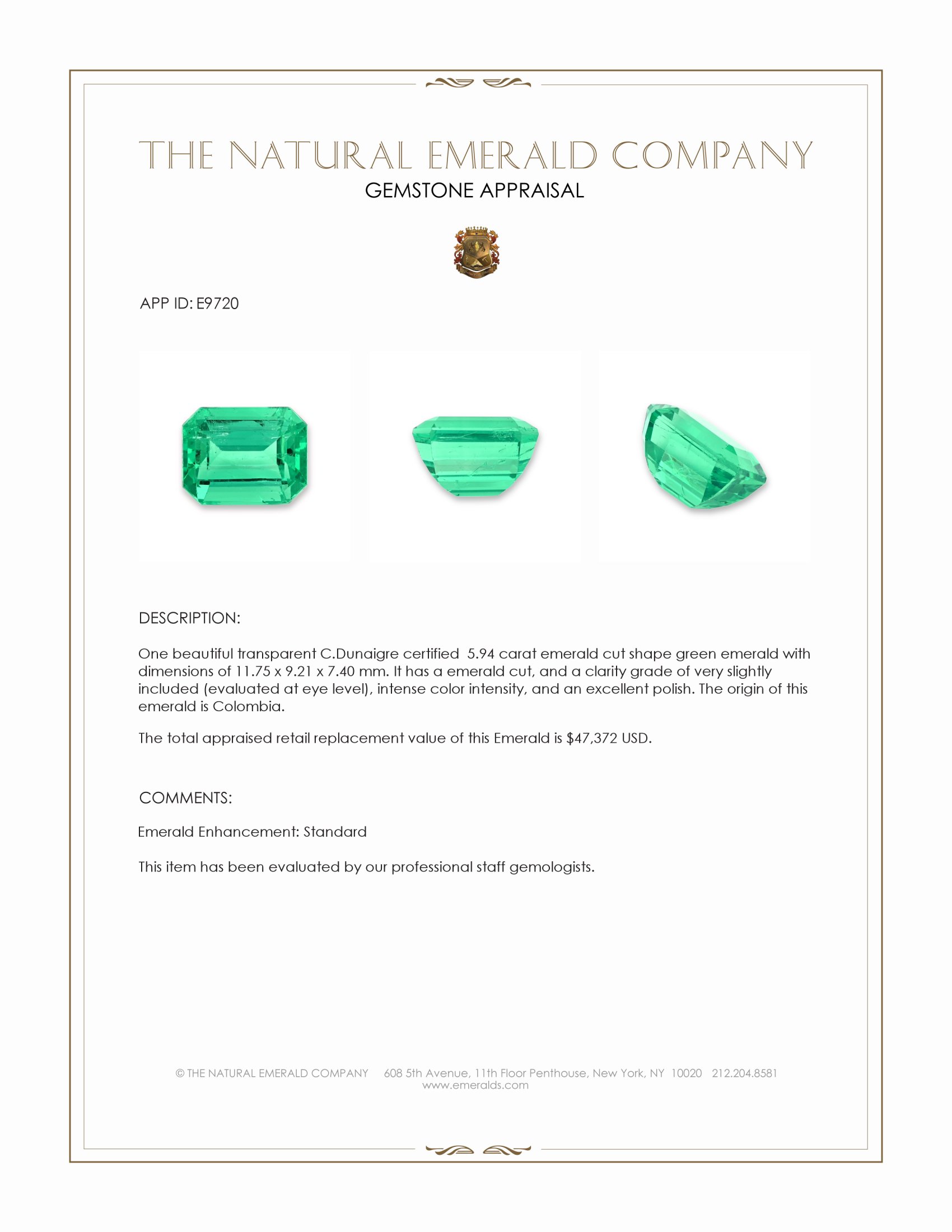 5.94 Ct. Emerald from Colombia