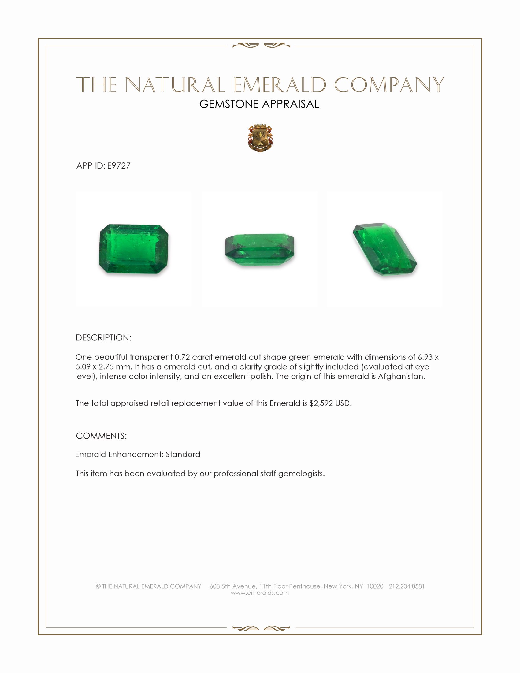 0.72 Ct. Emerald from Afghanistan