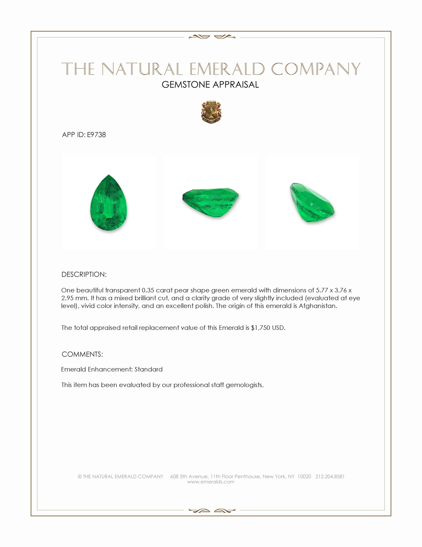 0.35 Ct. Emerald from Afghanistan