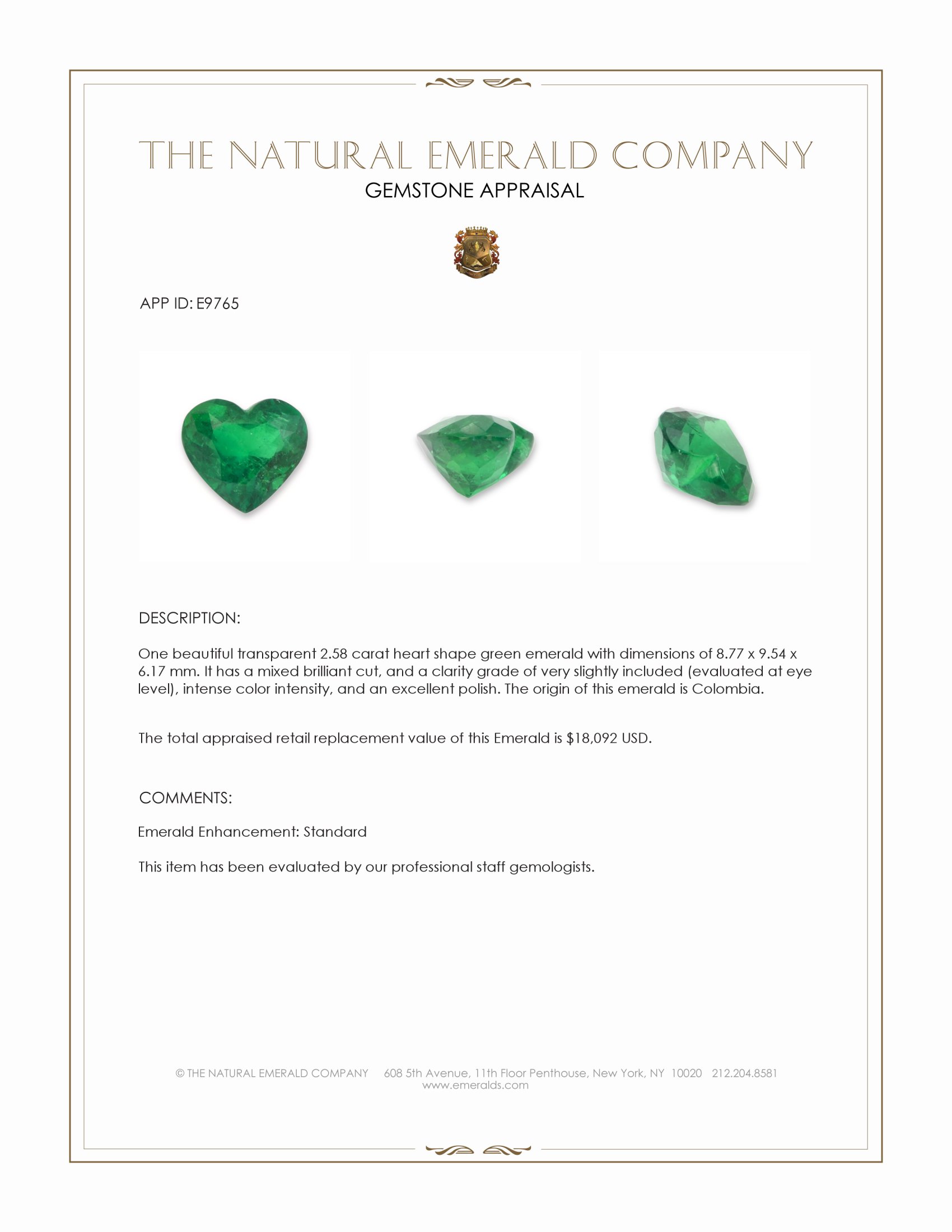 2.58 Ct. Emerald from Colombia