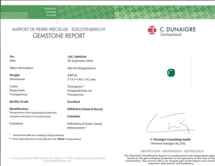 3.97 Ct. Emerald from Colombia - Muzo