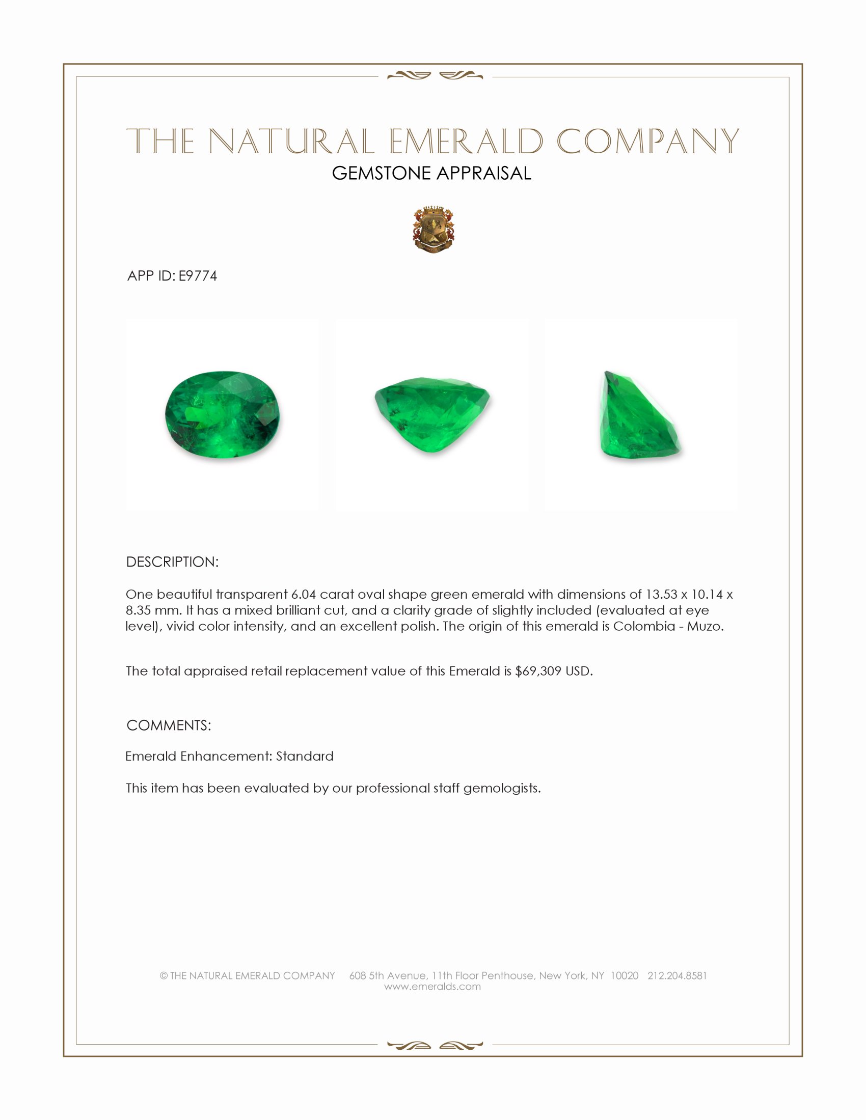 6.04 Ct. Emerald from Colombia - Muzo