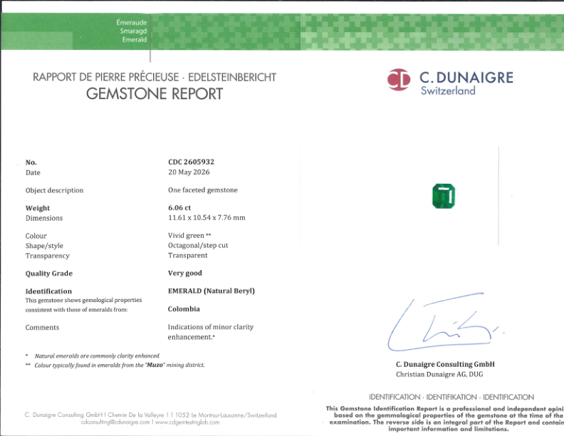 6.06 Ct. Emerald from Colombia