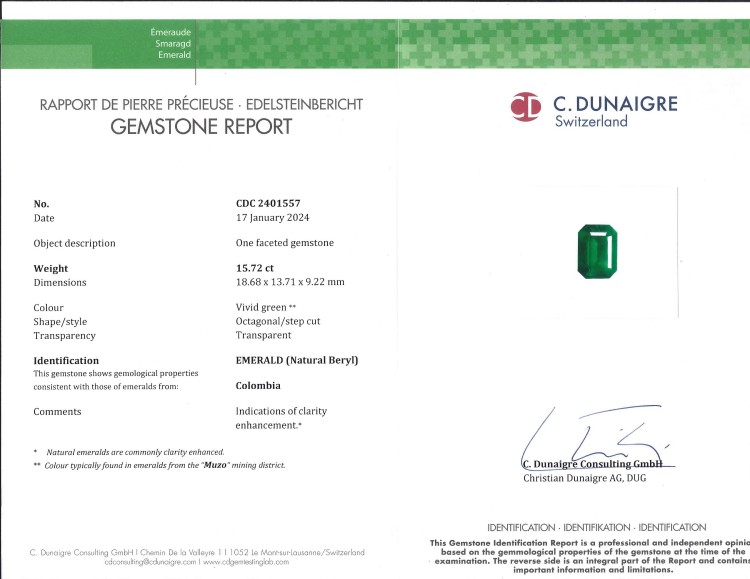 15.72 Ct. Emerald from Colombia - Muzo