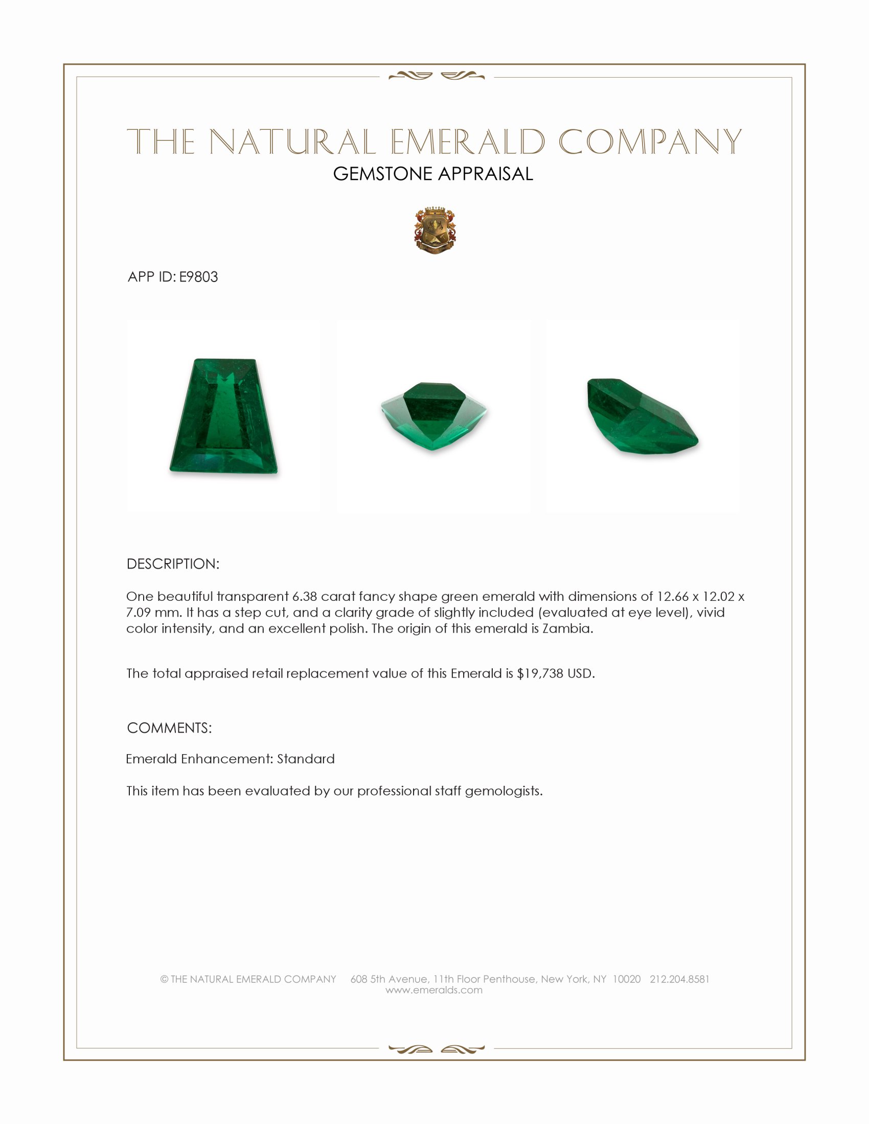 6.38 Ct. Emerald from Zambia