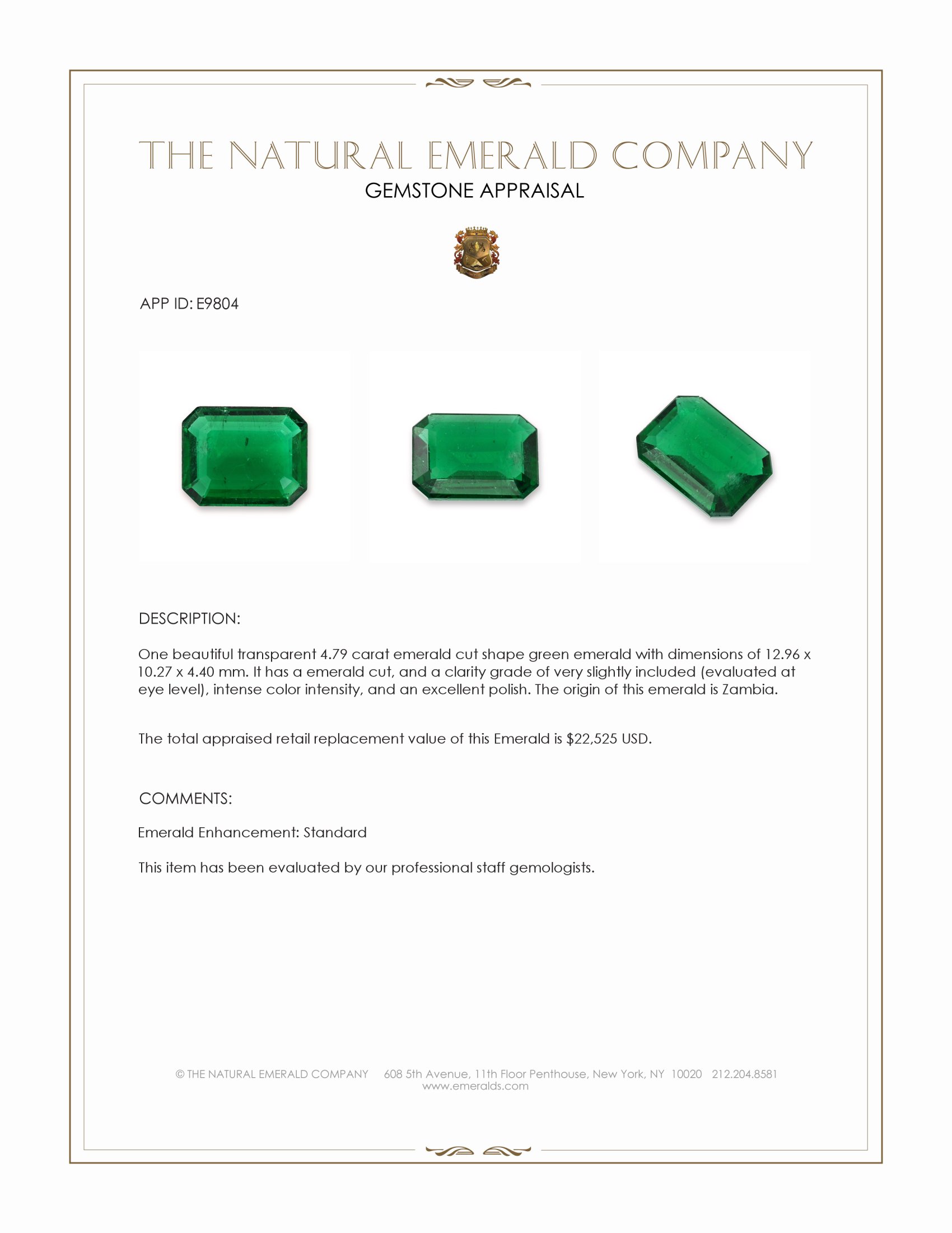 4.79 Ct. Emerald from Zambia