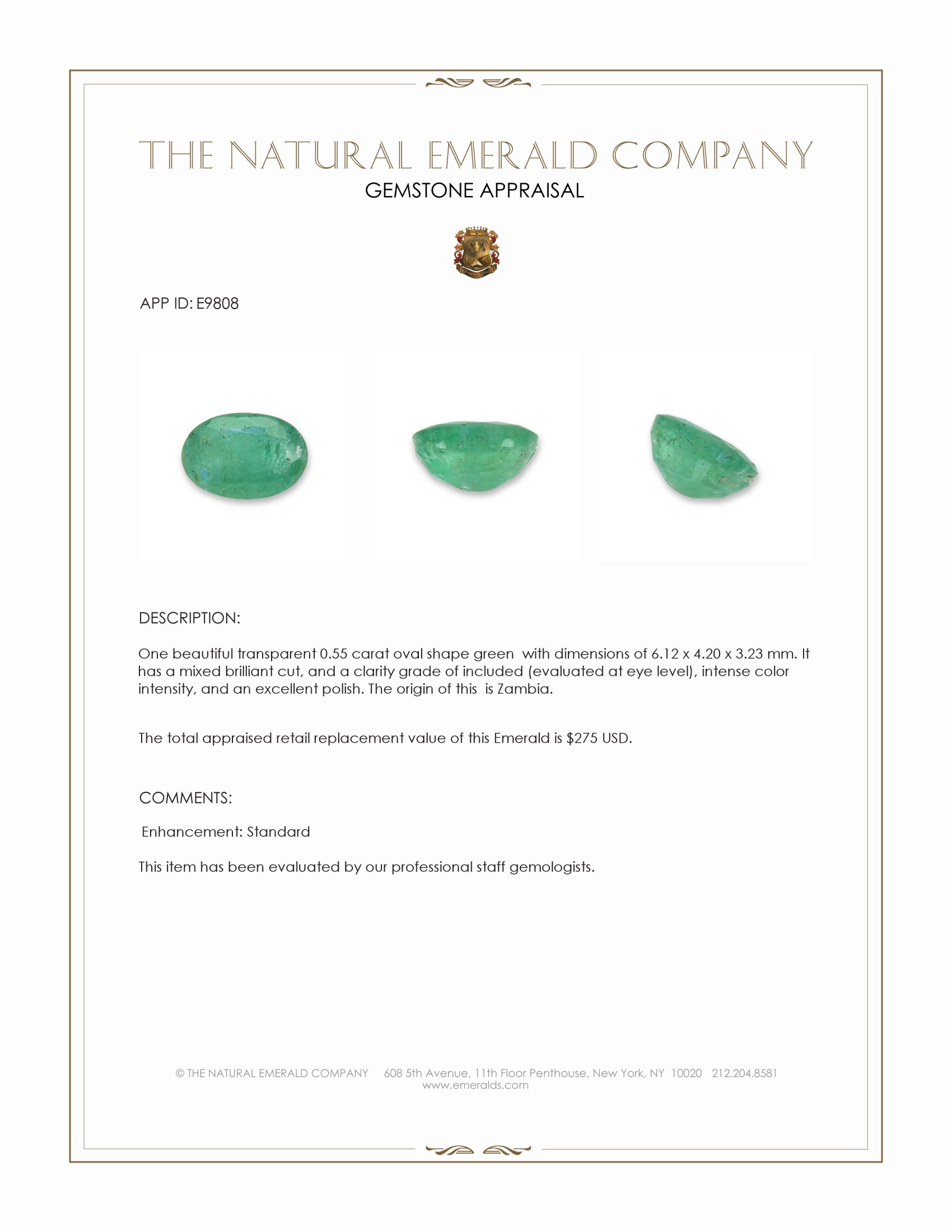 0.55 Ct. Emerald from Zambia