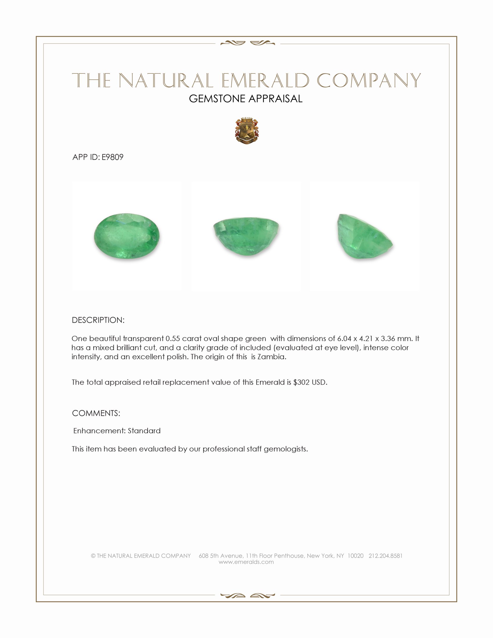 0.55 Ct. Emerald from Zambia
