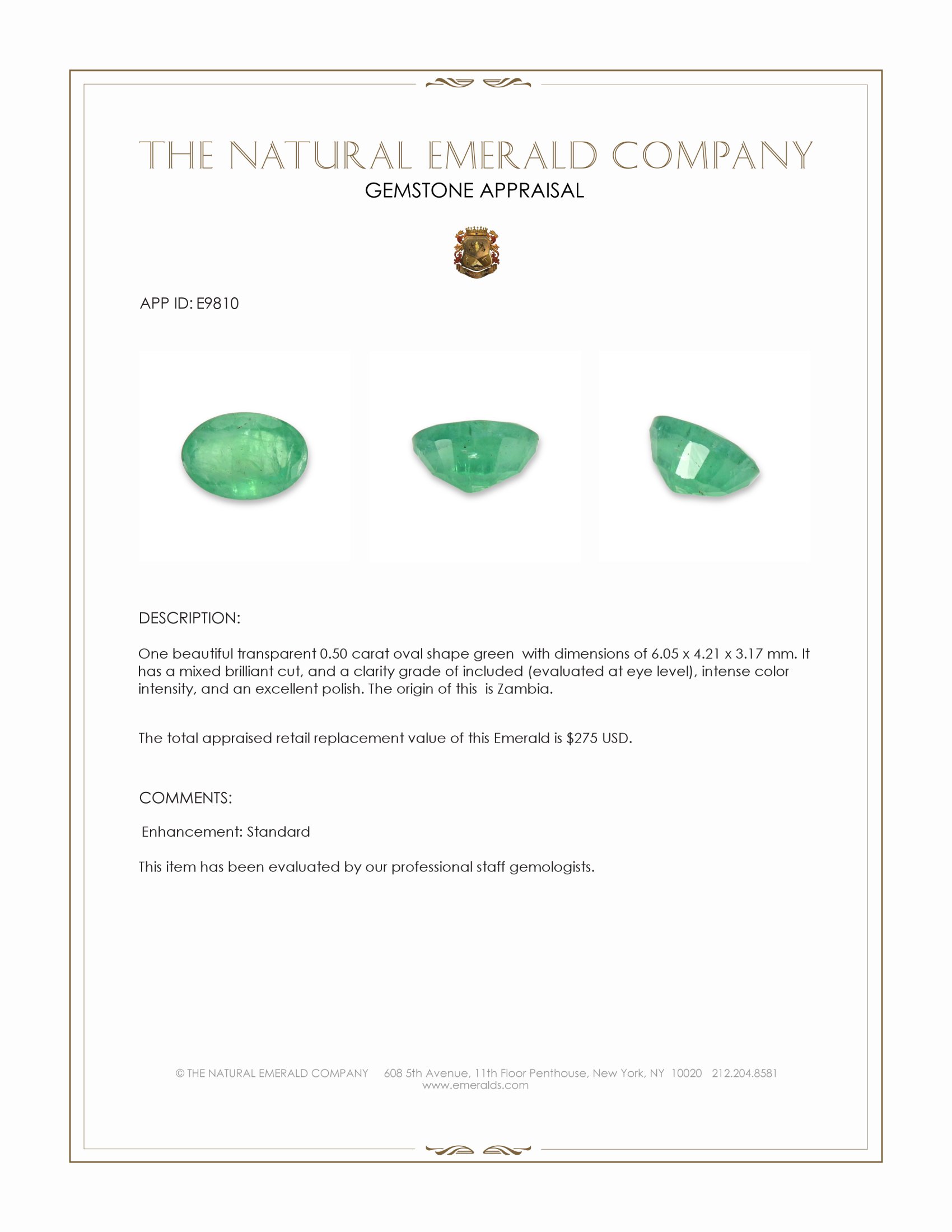 0.50 Ct. Emerald from Zambia