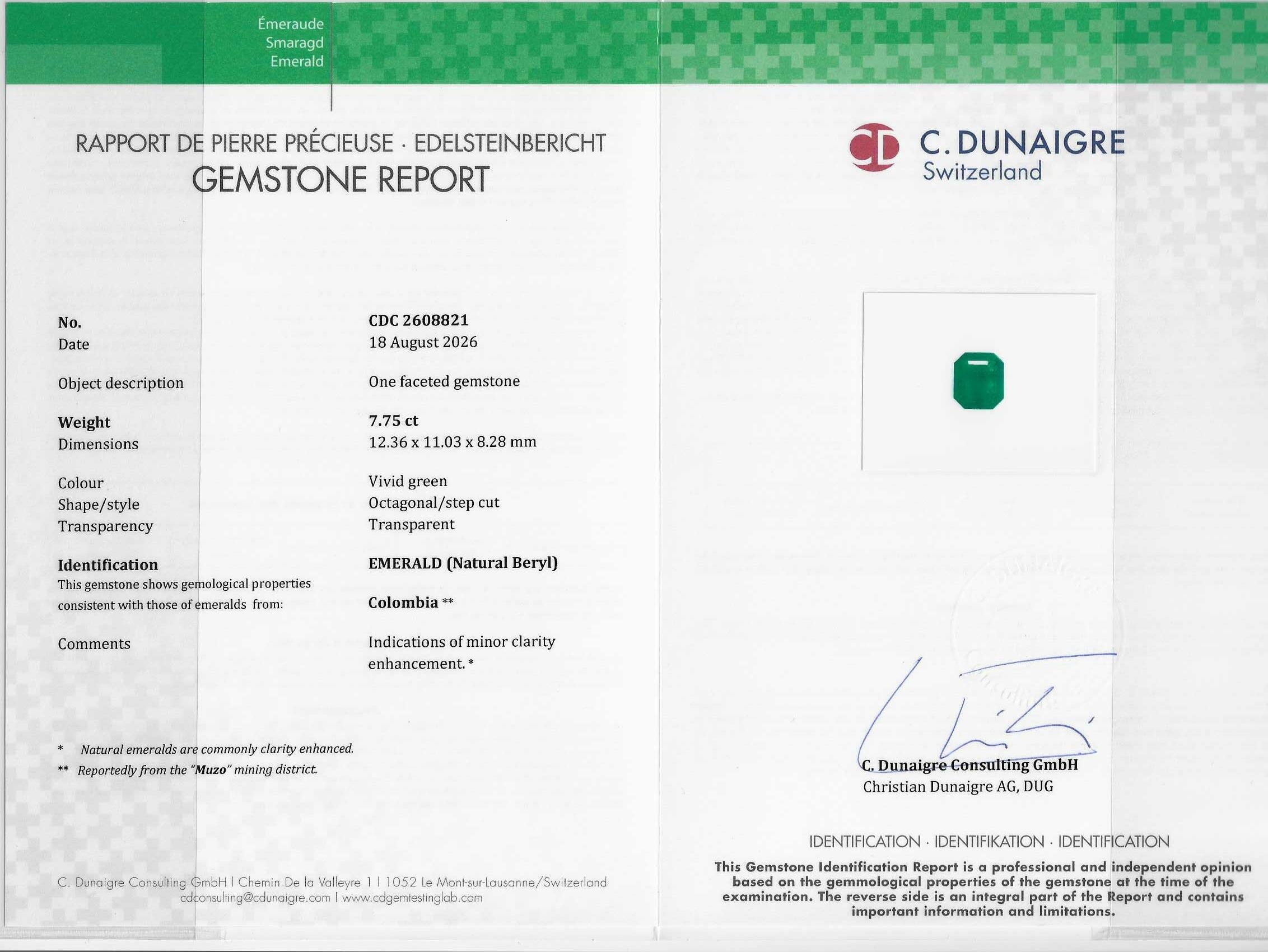 7.75 Ct. Emerald from Colombia - Muzo