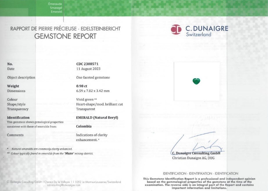0.98 Ct. Emerald from Colombia - Muzo