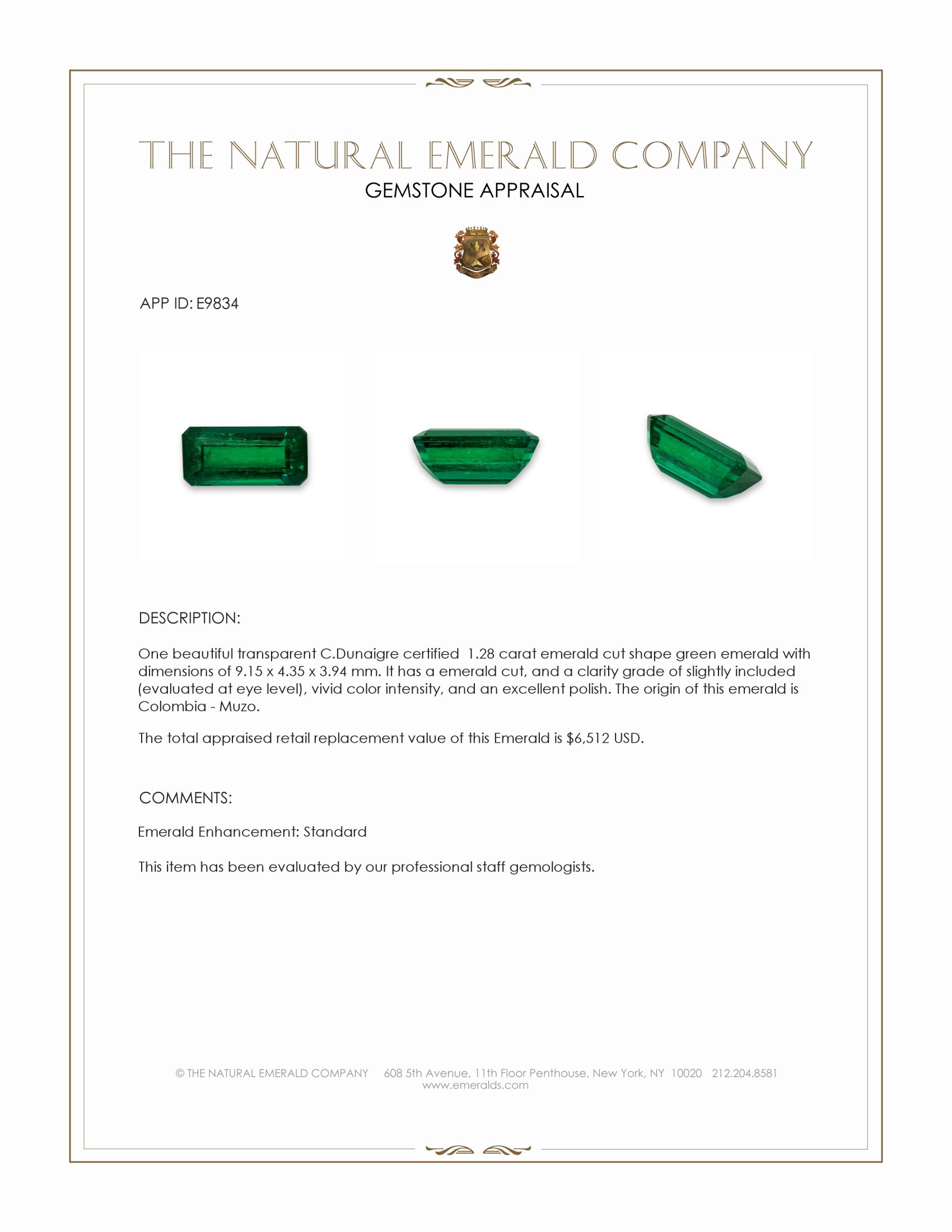 1.28 Ct. Emerald from Colombia - Muzo